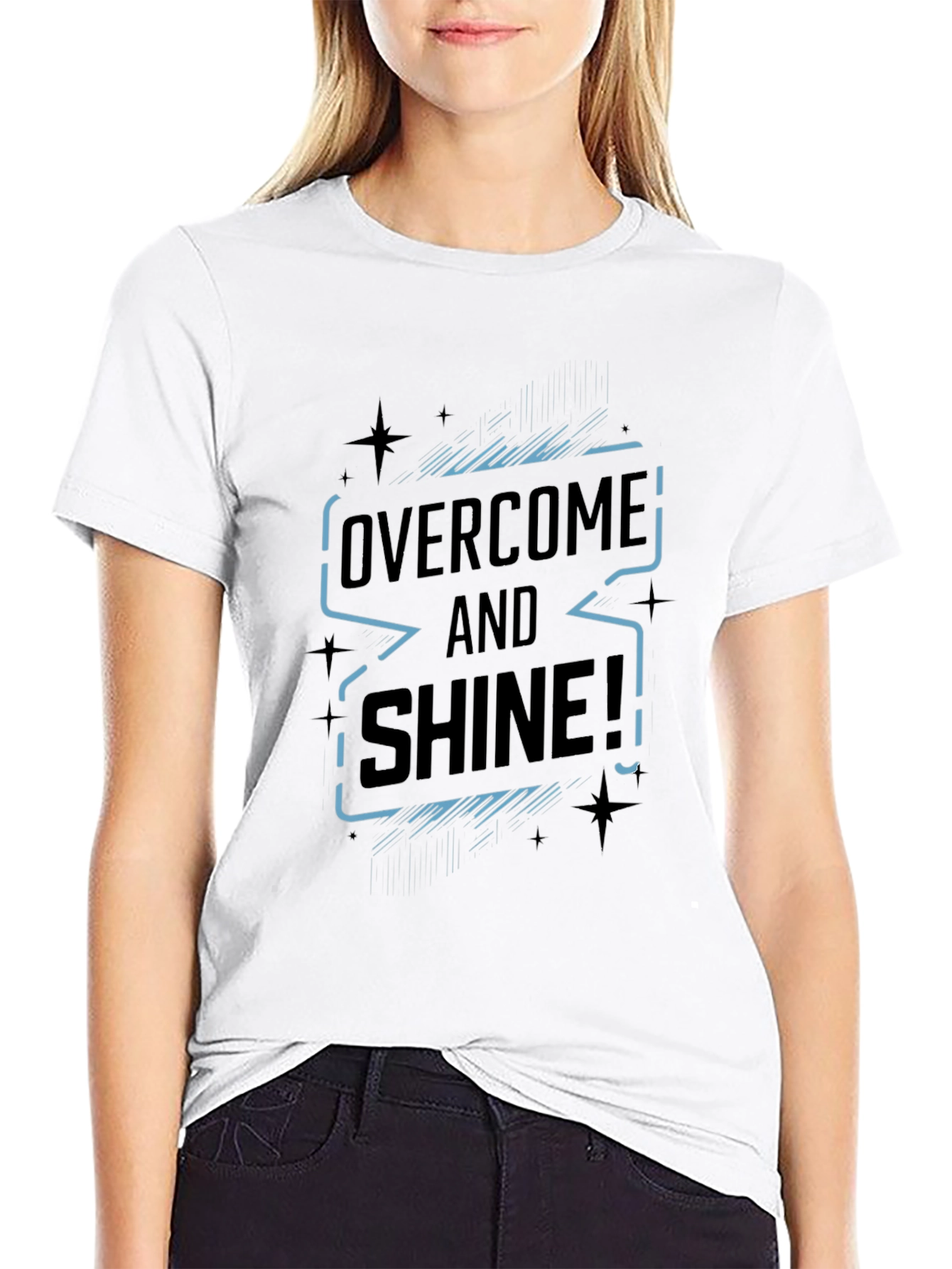 Overcome and Shine Black Graphic T-Shirt