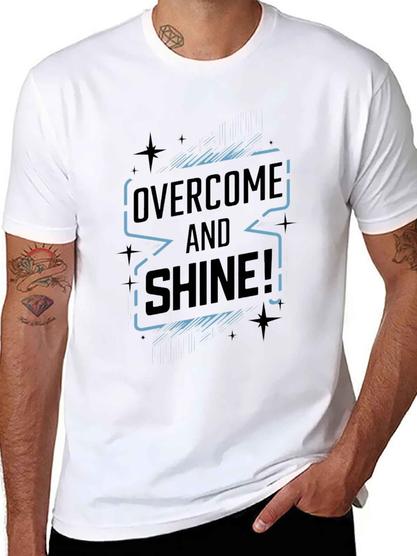 Overcome and Shine Black Graphic T-Shirt