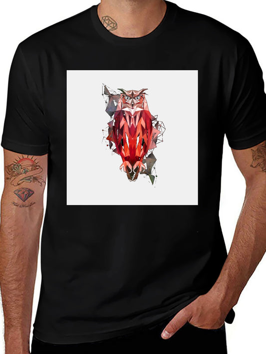 Geometric Owl Graphic Tee - Modern Art Style