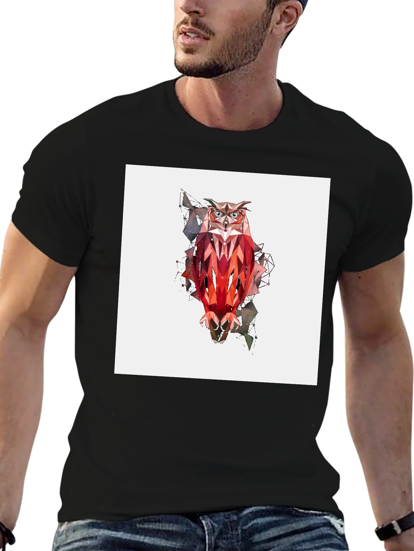 Geometric Owl Graphic Tee - Modern Art Style