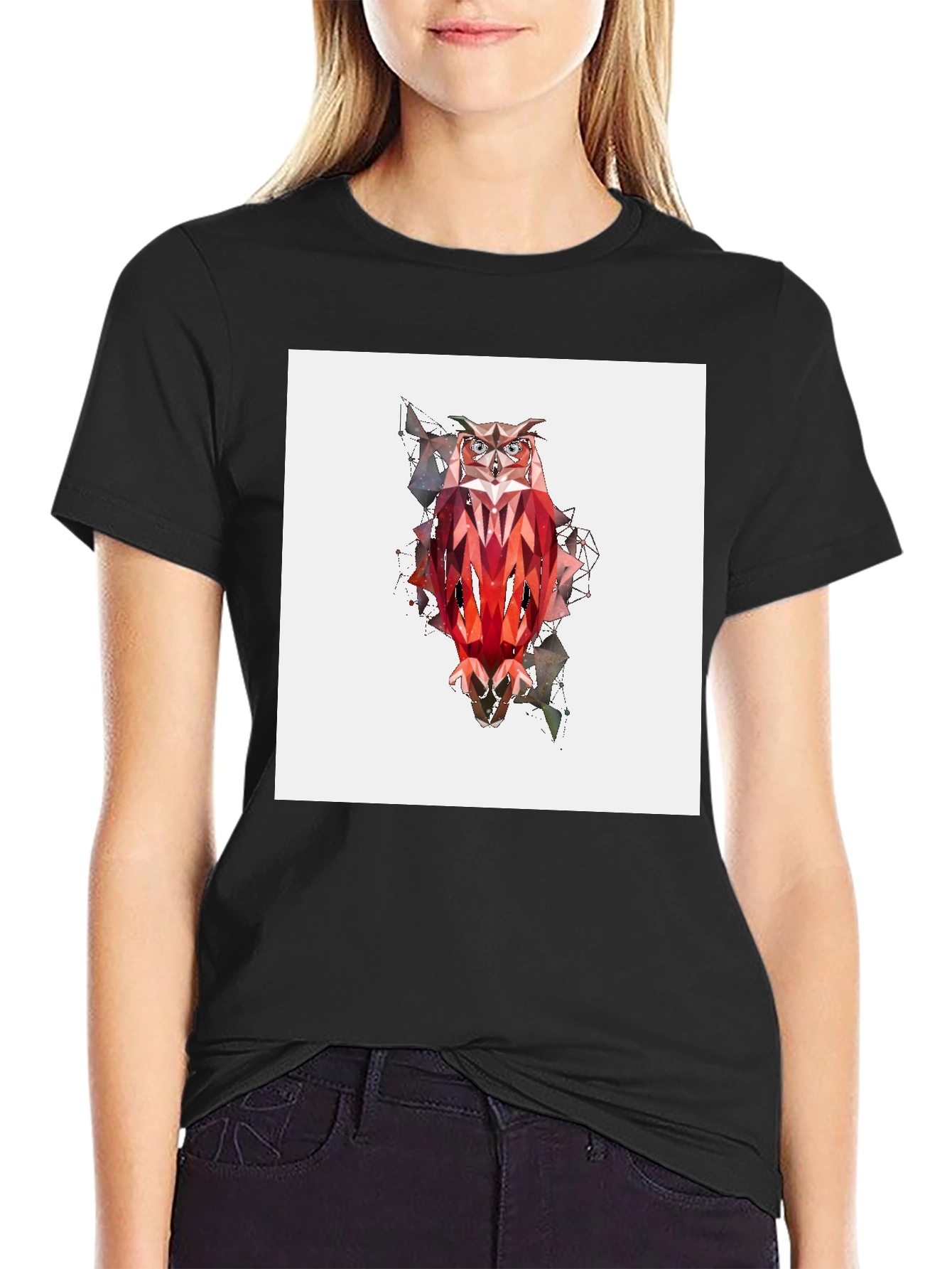 Geometric Owl Graphic Tee - Modern Art Style