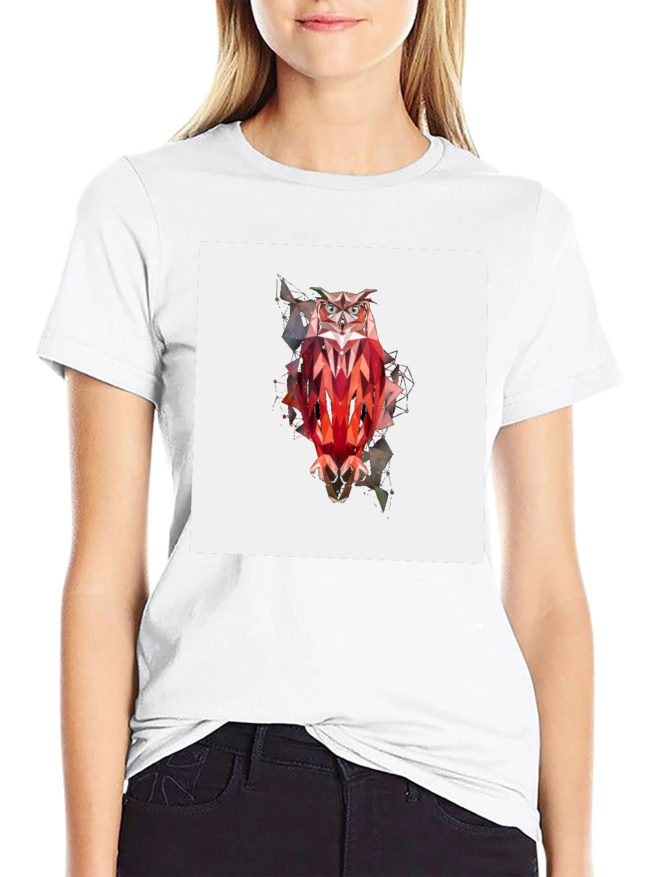 Geometric Owl Graphic Tee - Modern Art Style