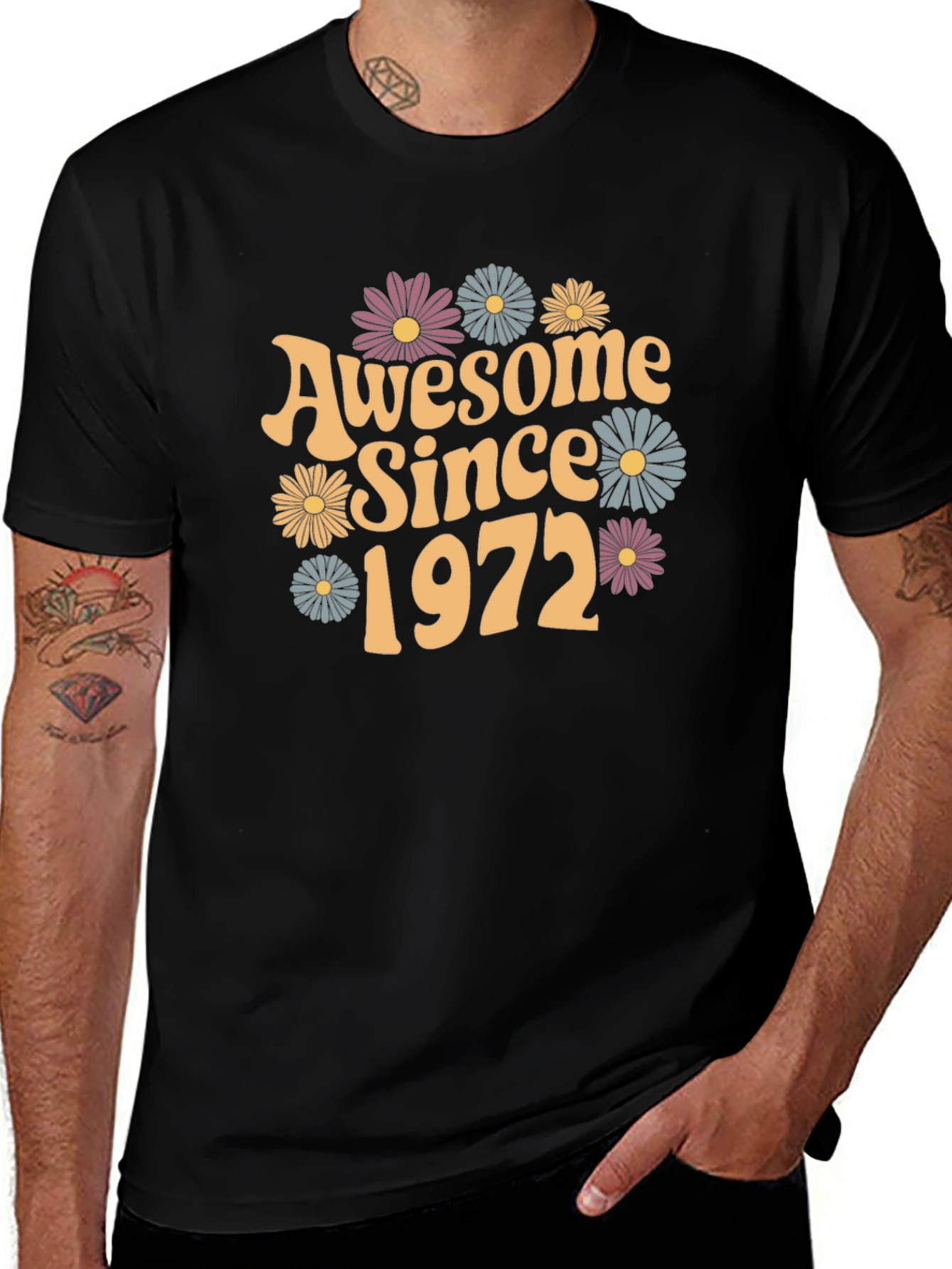 Awesome Since 1972 T-Shirt - Retro Floral Design