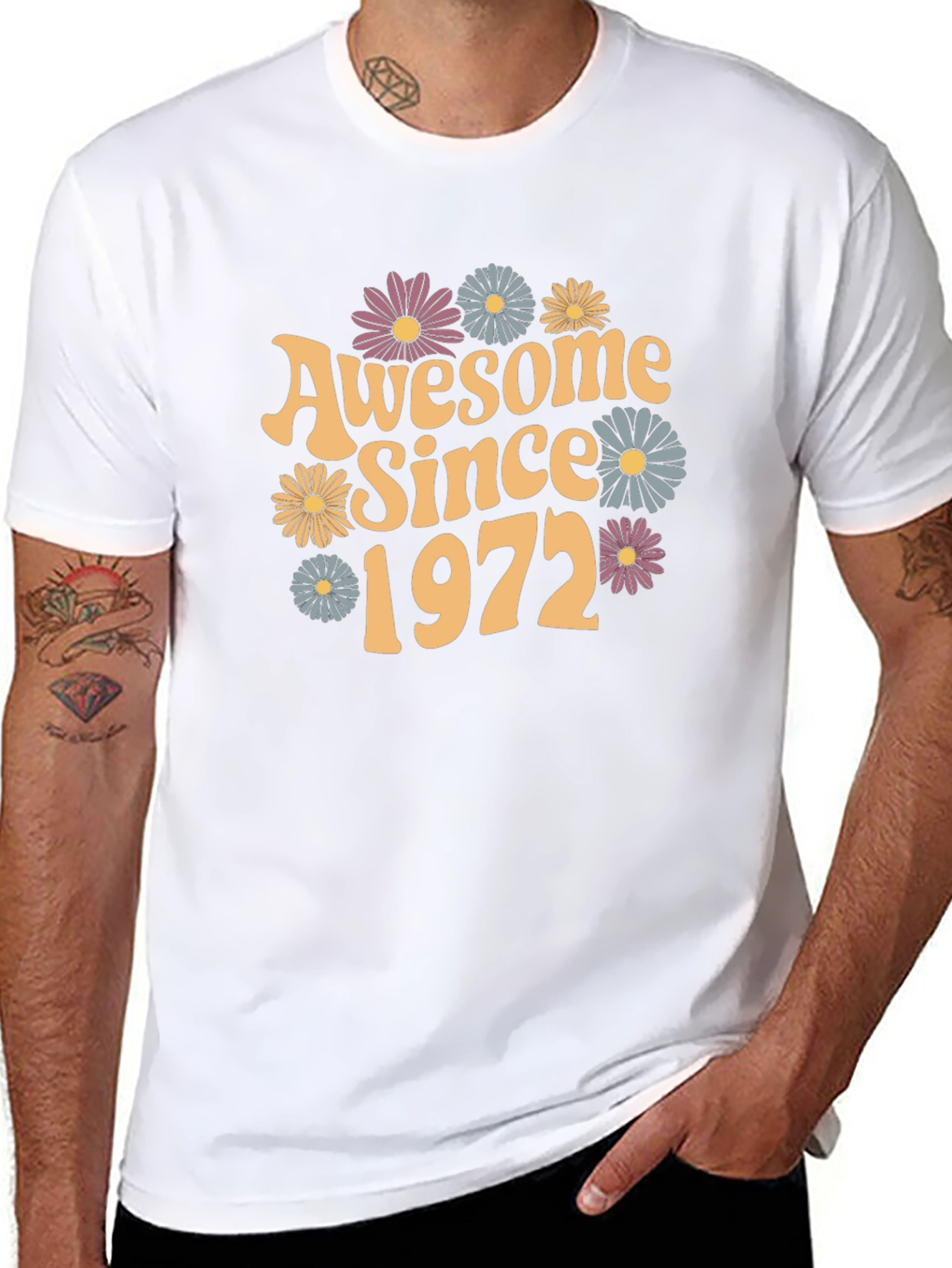 Awesome Since 1972 T-Shirt - Retro Floral Design