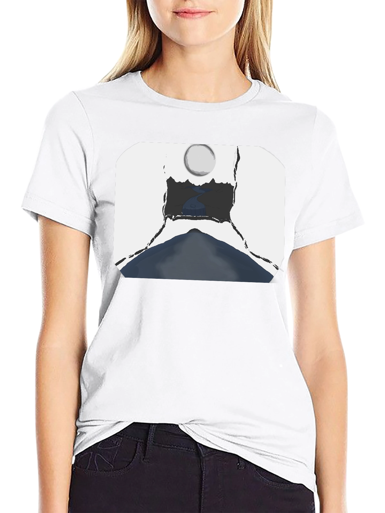 Artistic Landscape Graphic Tee - Black
