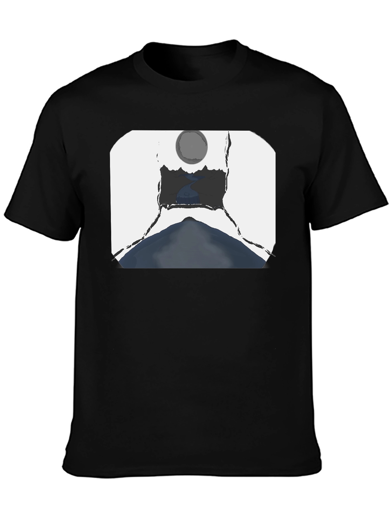 Artistic Landscape Graphic Tee - Black