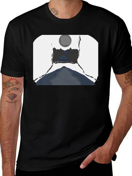 Artistic Landscape Graphic Tee - Black