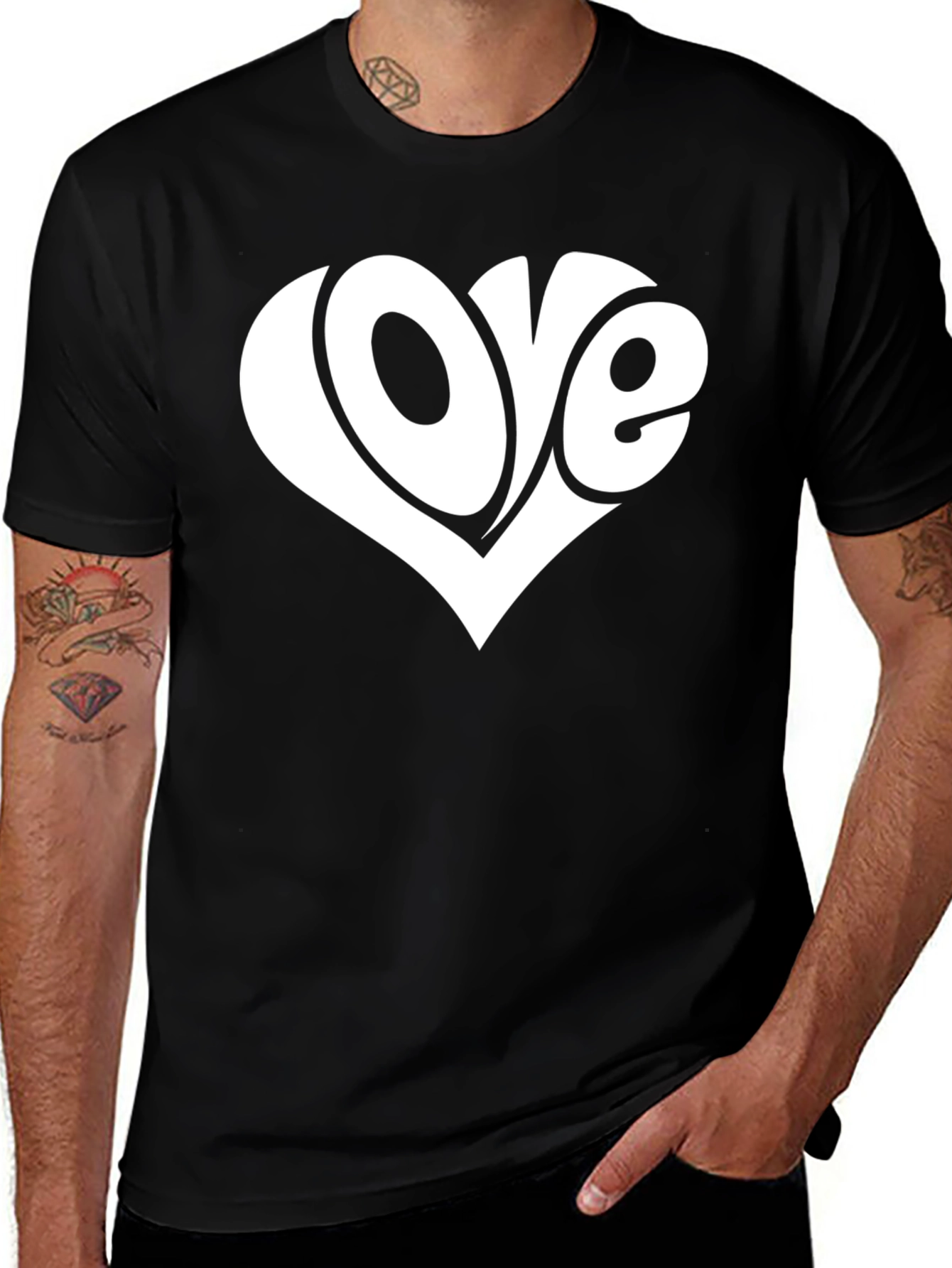 Love Heart Graphic T-Shirt - Black Casual Tee