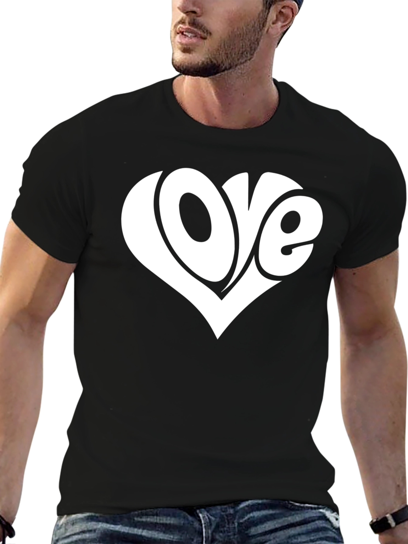 Love Heart Graphic T-Shirt - Black Casual Tee
