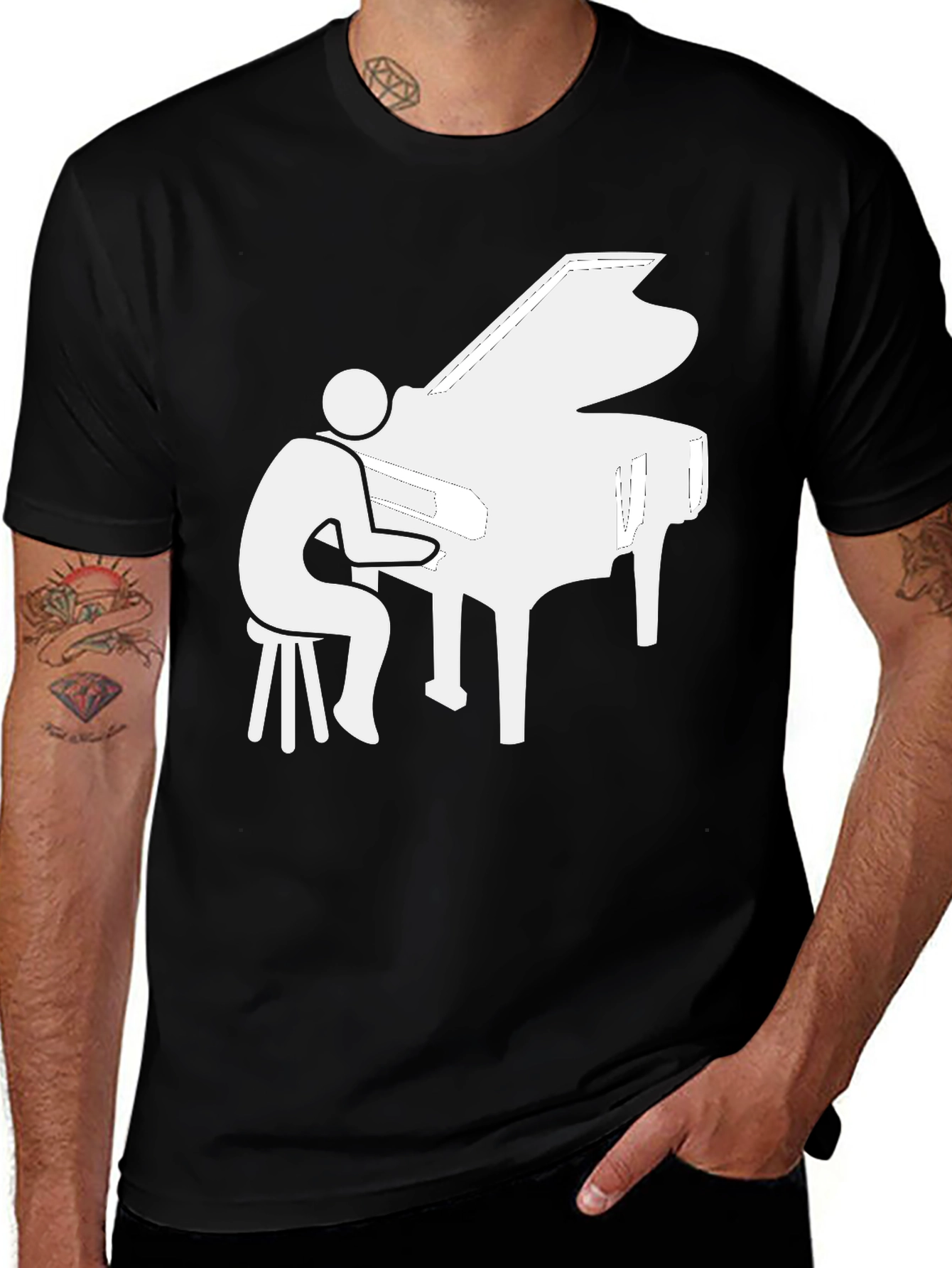 Piano Player Graphic Tee - Musician T-Shirt