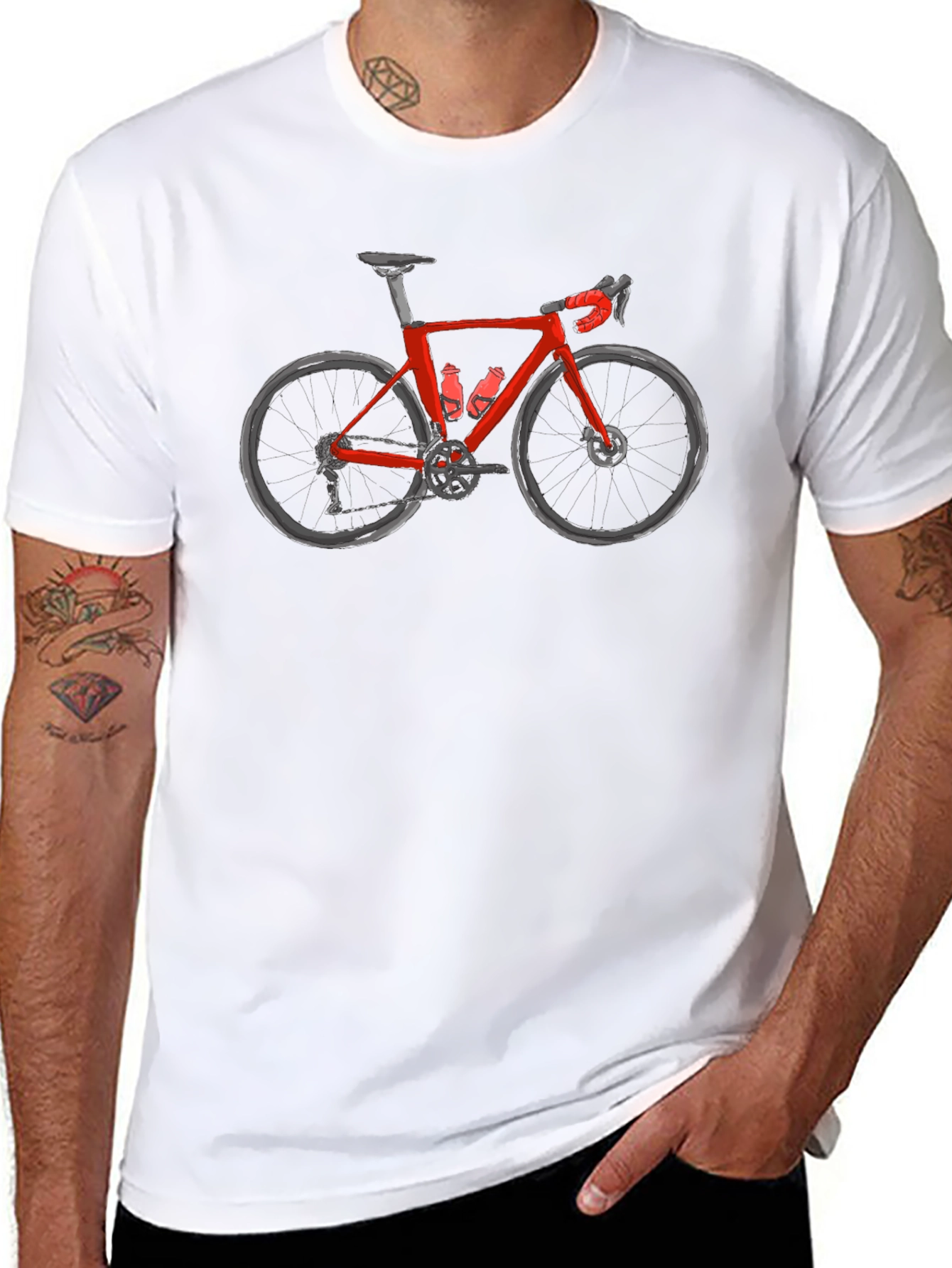 Cycling T-Shirt - Red Bike Graphic Tee