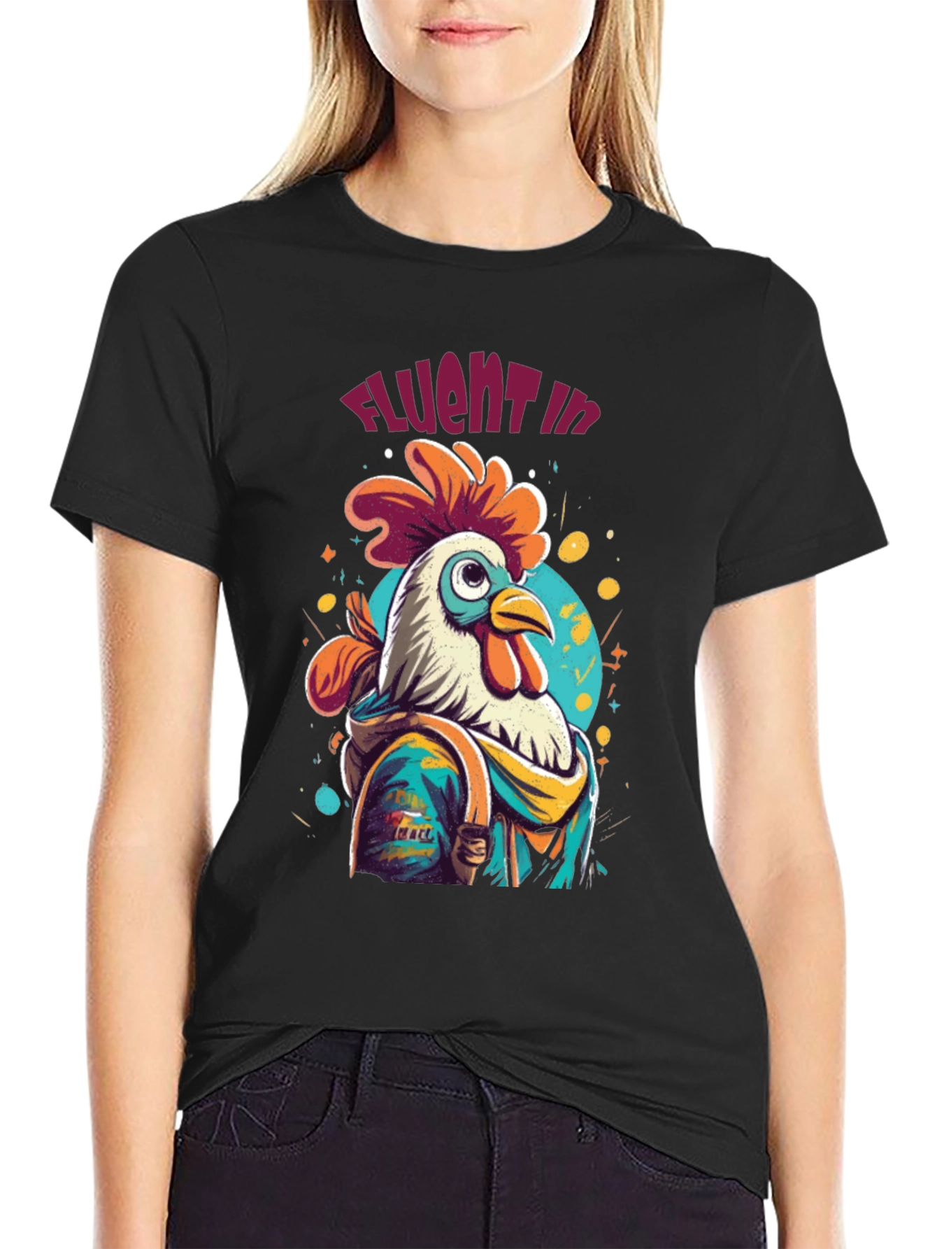 Cool Rooster T-Shirt - Fluent in Cluck!