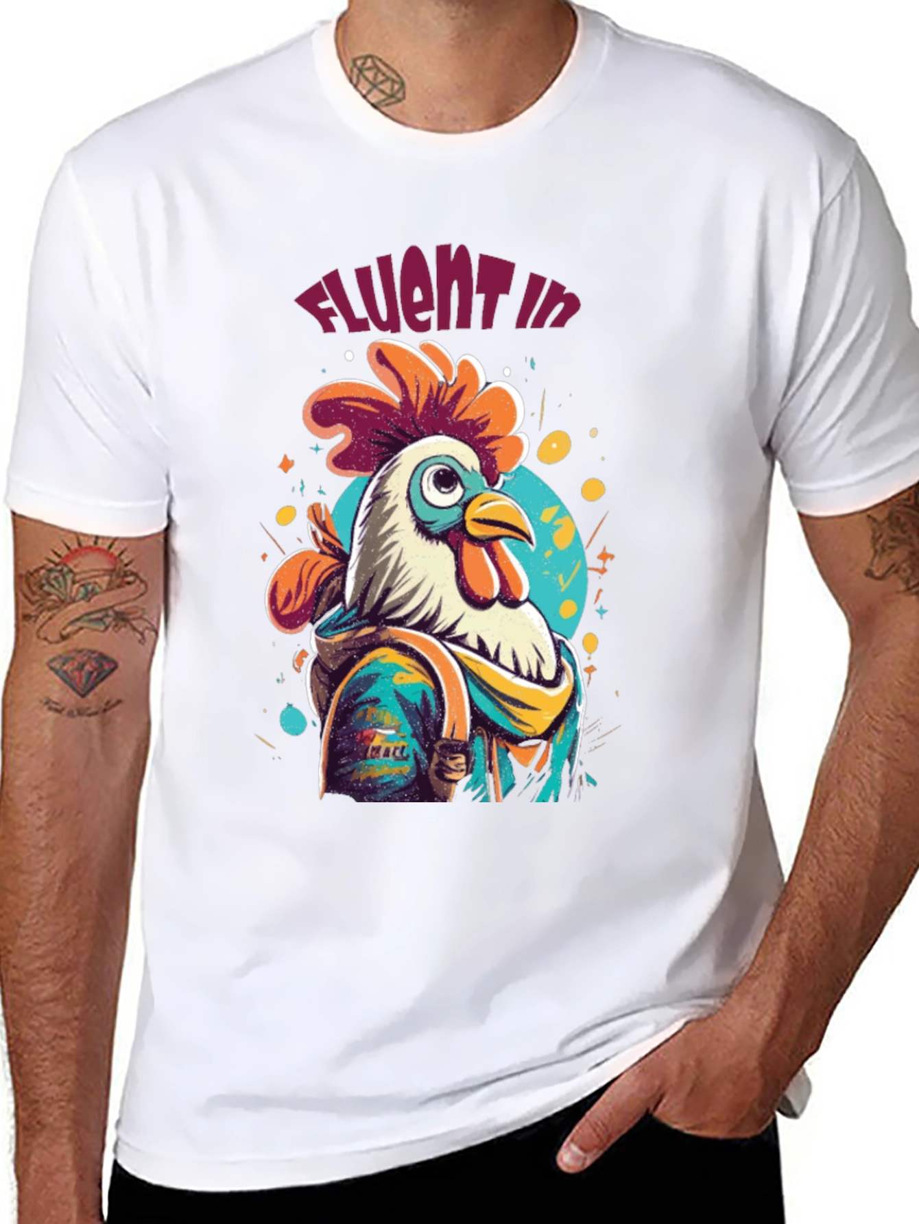 Cool Rooster T-Shirt - Fluent in Cluck!