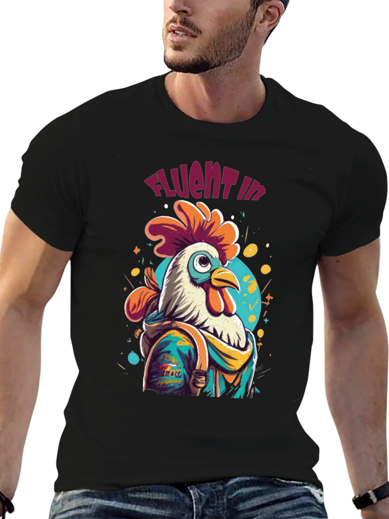 Cool Rooster T-Shirt - Fluent in Cluck!