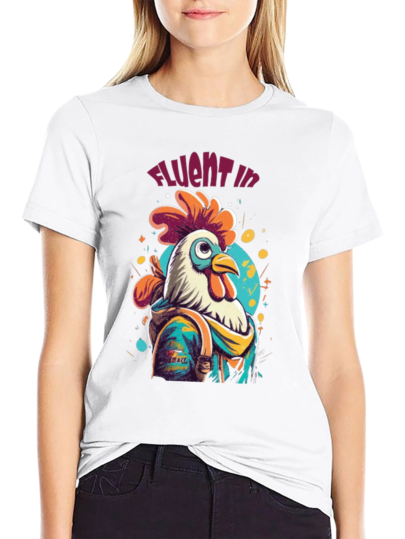 Cool Rooster T-Shirt - Fluent in Cluck!
