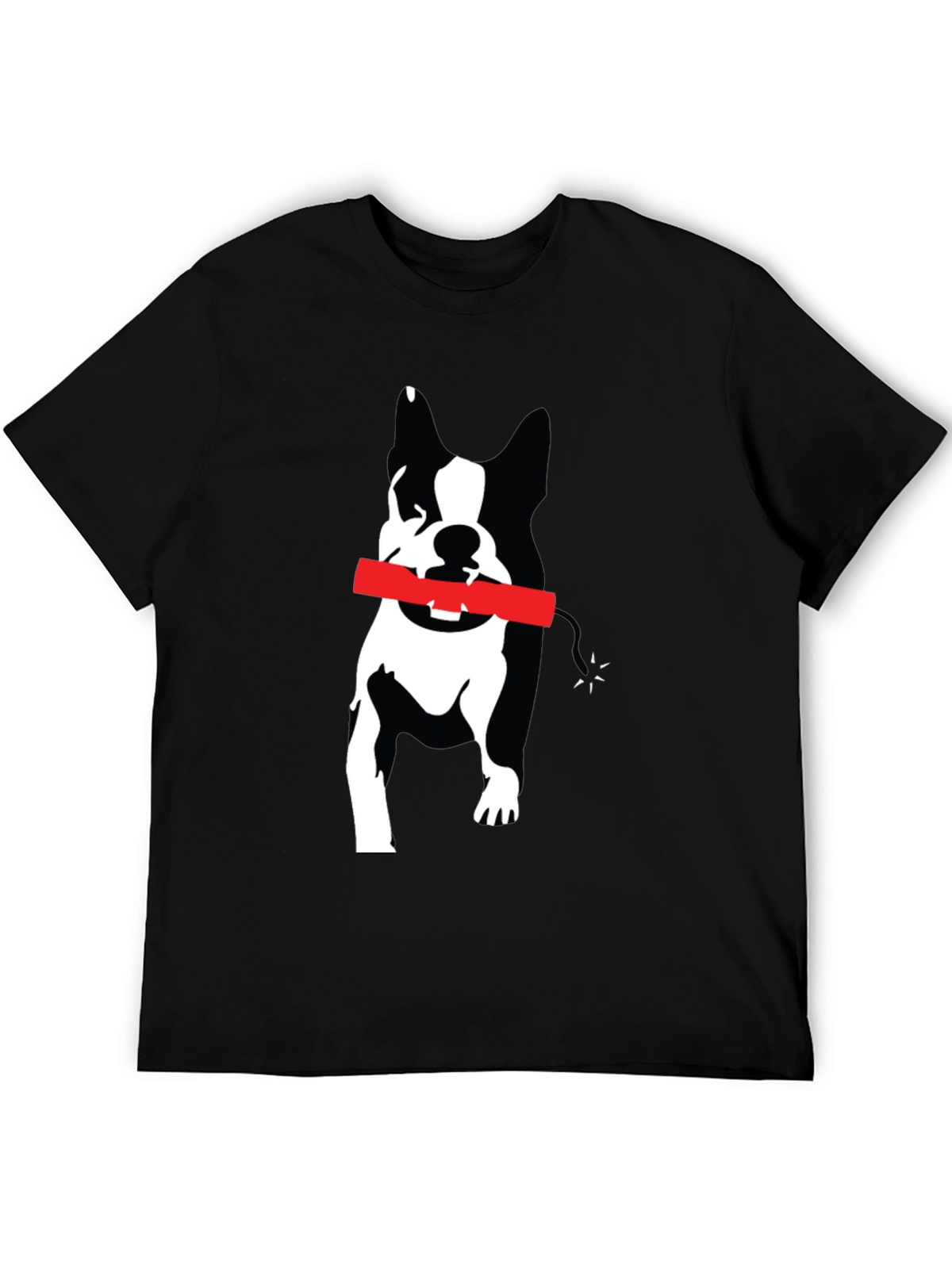 Dog with Dynamite Graphic Tee - Black Cotton T-Shirt