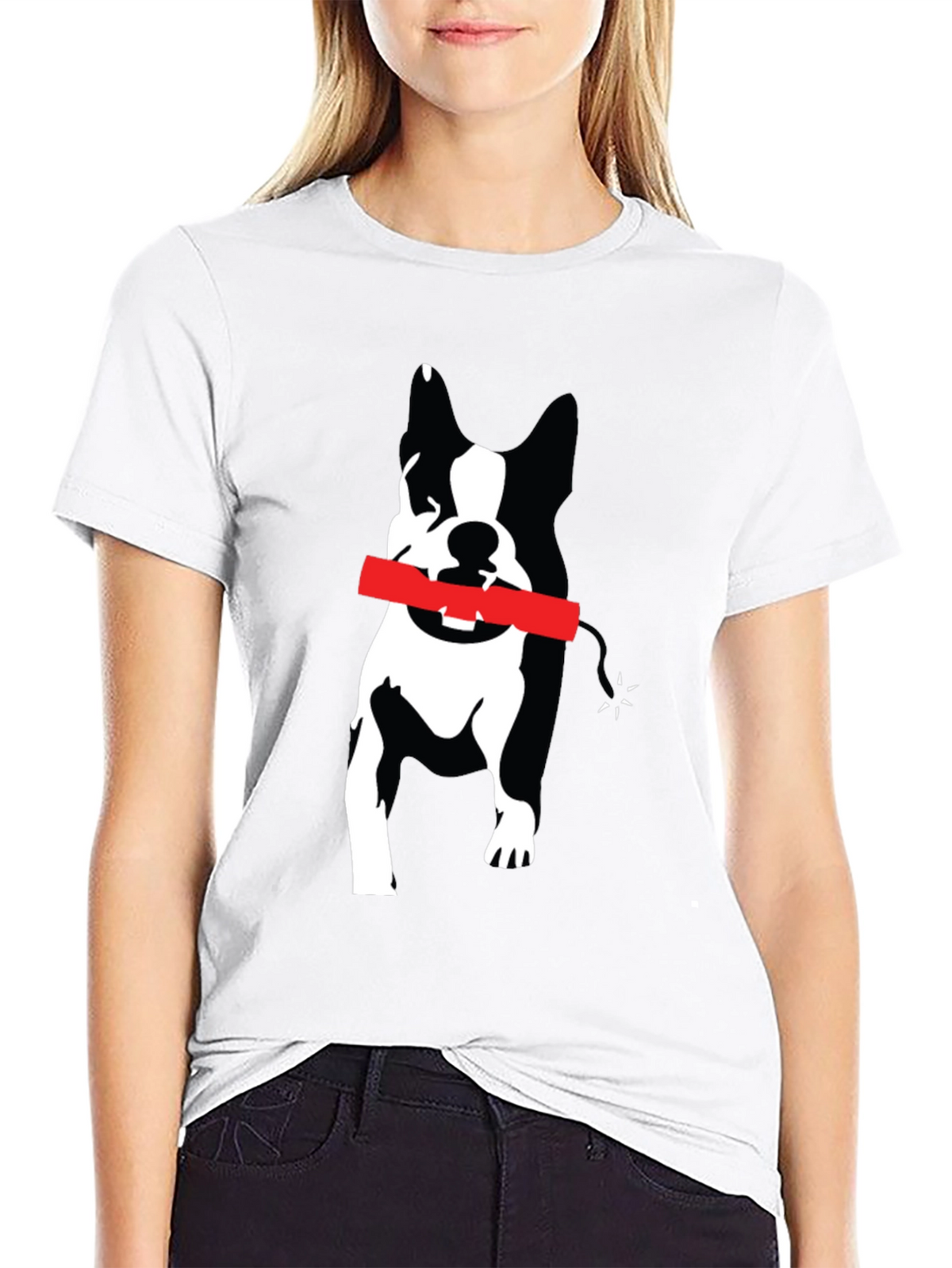 Dog with Dynamite Graphic Tee - Black Cotton T-Shirt