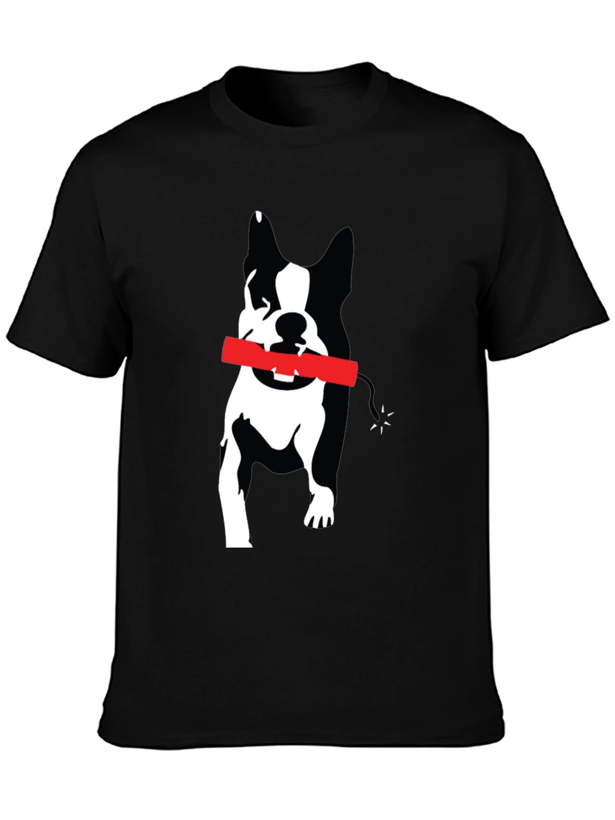 Dog with Dynamite Graphic Tee - Black Cotton T-Shirt