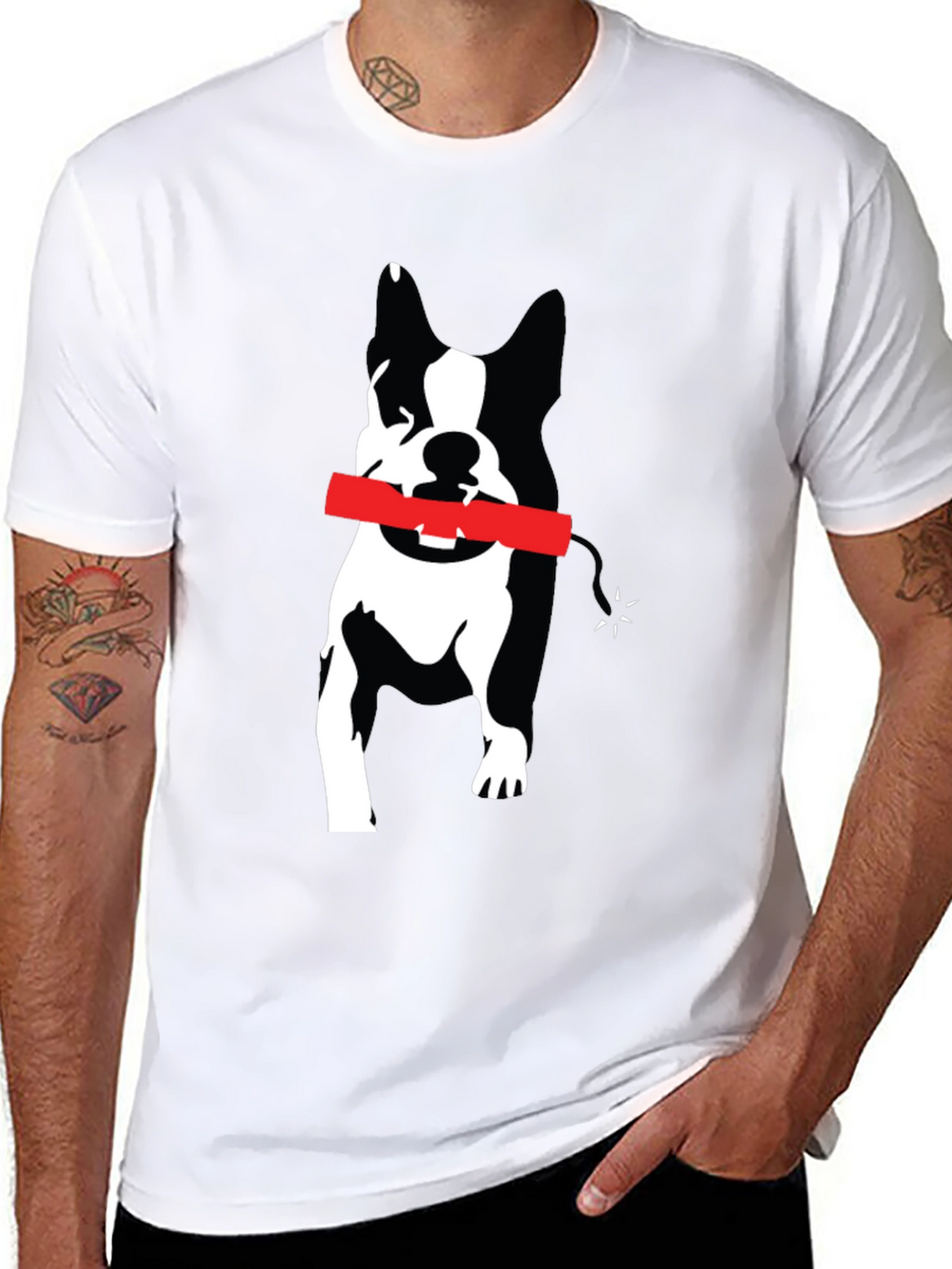 Dog with Dynamite Graphic Tee - Black Cotton T-Shirt