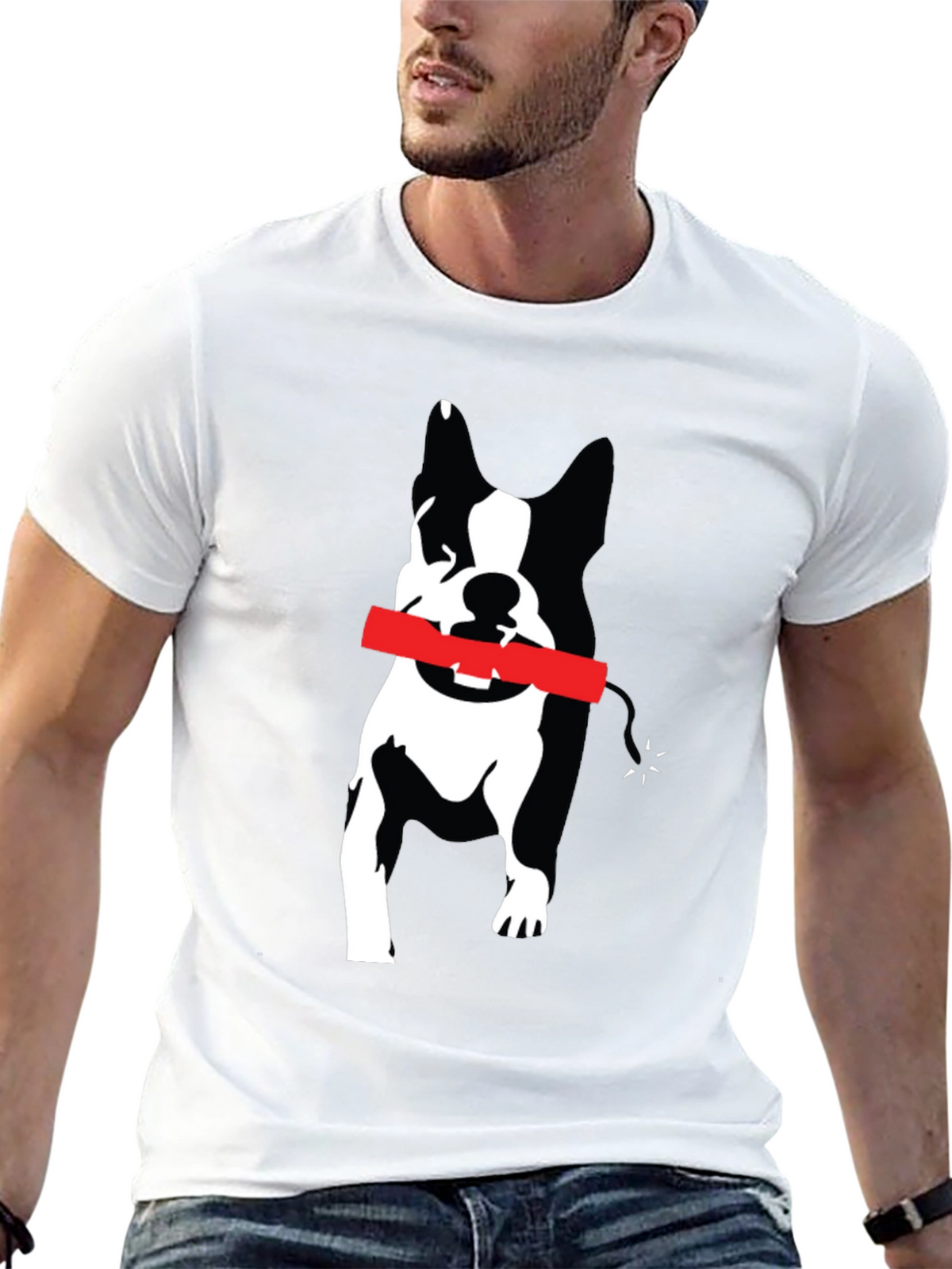 Dog with Dynamite Graphic Tee - Black Cotton T-Shirt