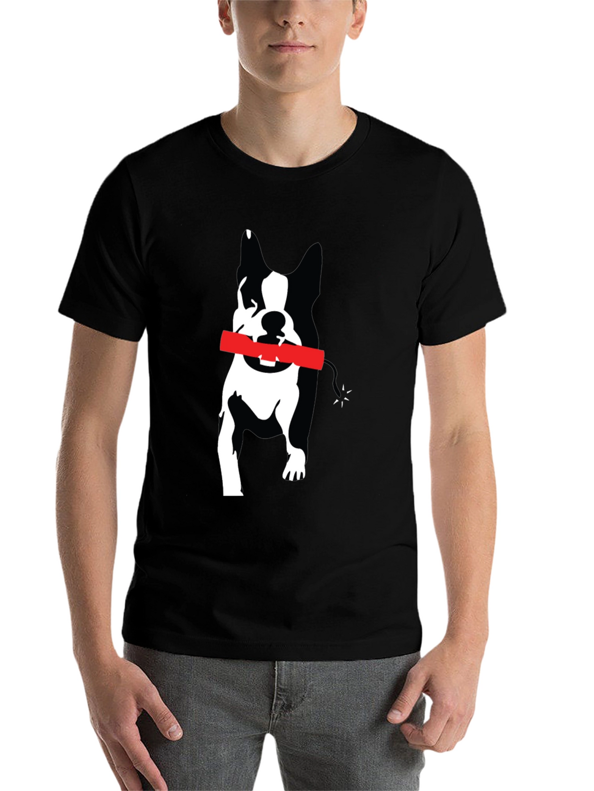 Dog with Dynamite Graphic Tee - Black Cotton T-Shirt