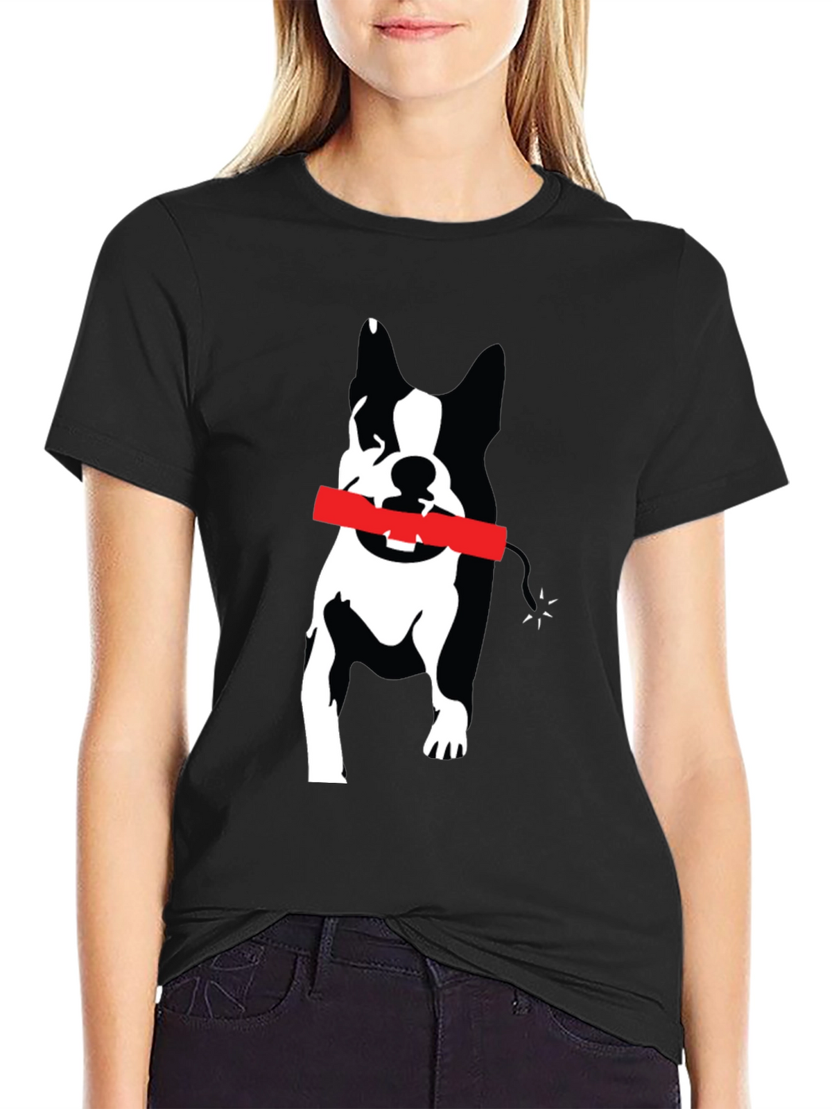 Dog with Dynamite Graphic Tee - Black Cotton T-Shirt