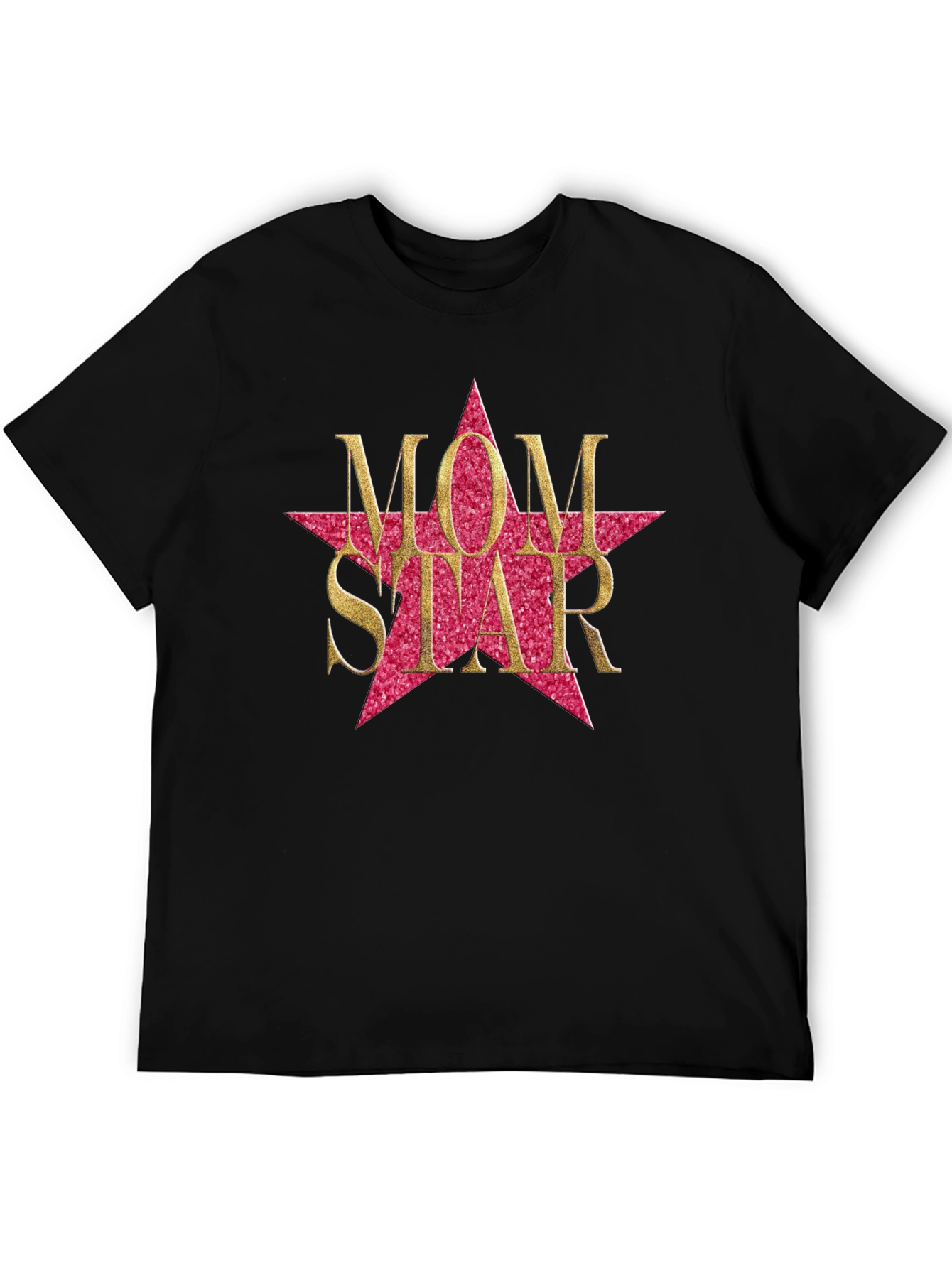 Mom Star Graphic Tee - Black Cotton Blend