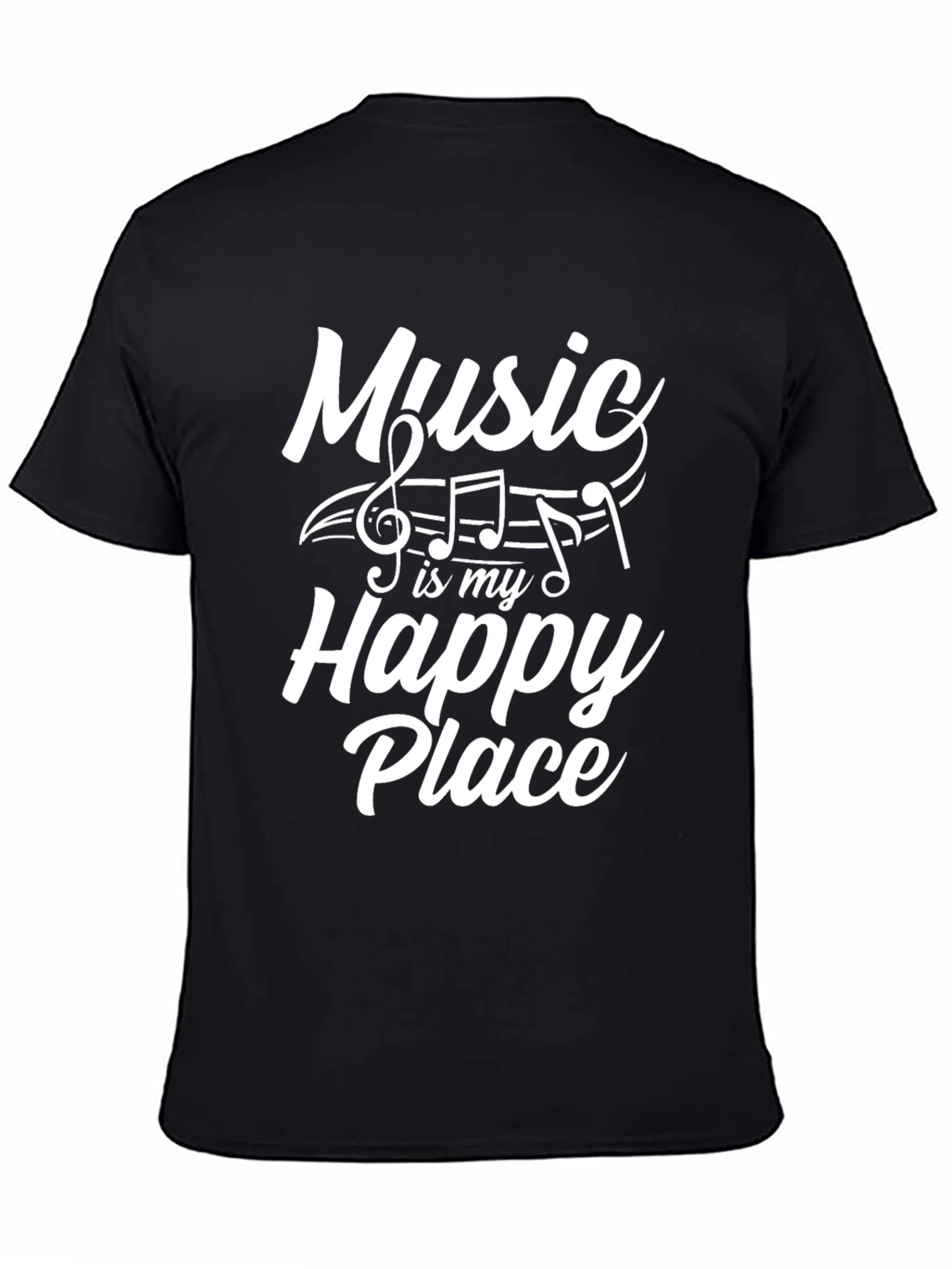 Music Is My Happy Place Black T-Shirt