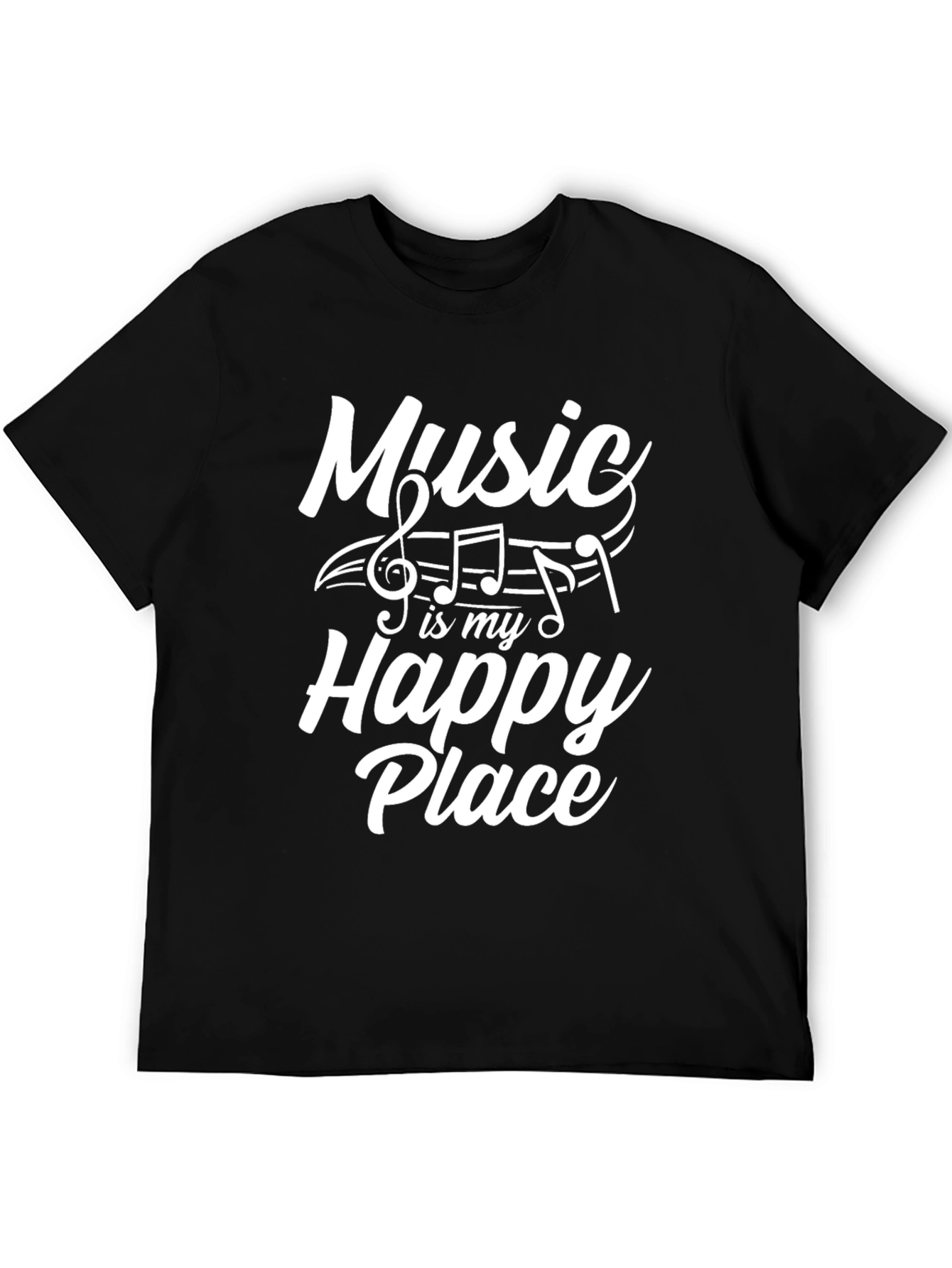 Music Is My Happy Place Black T-Shirt