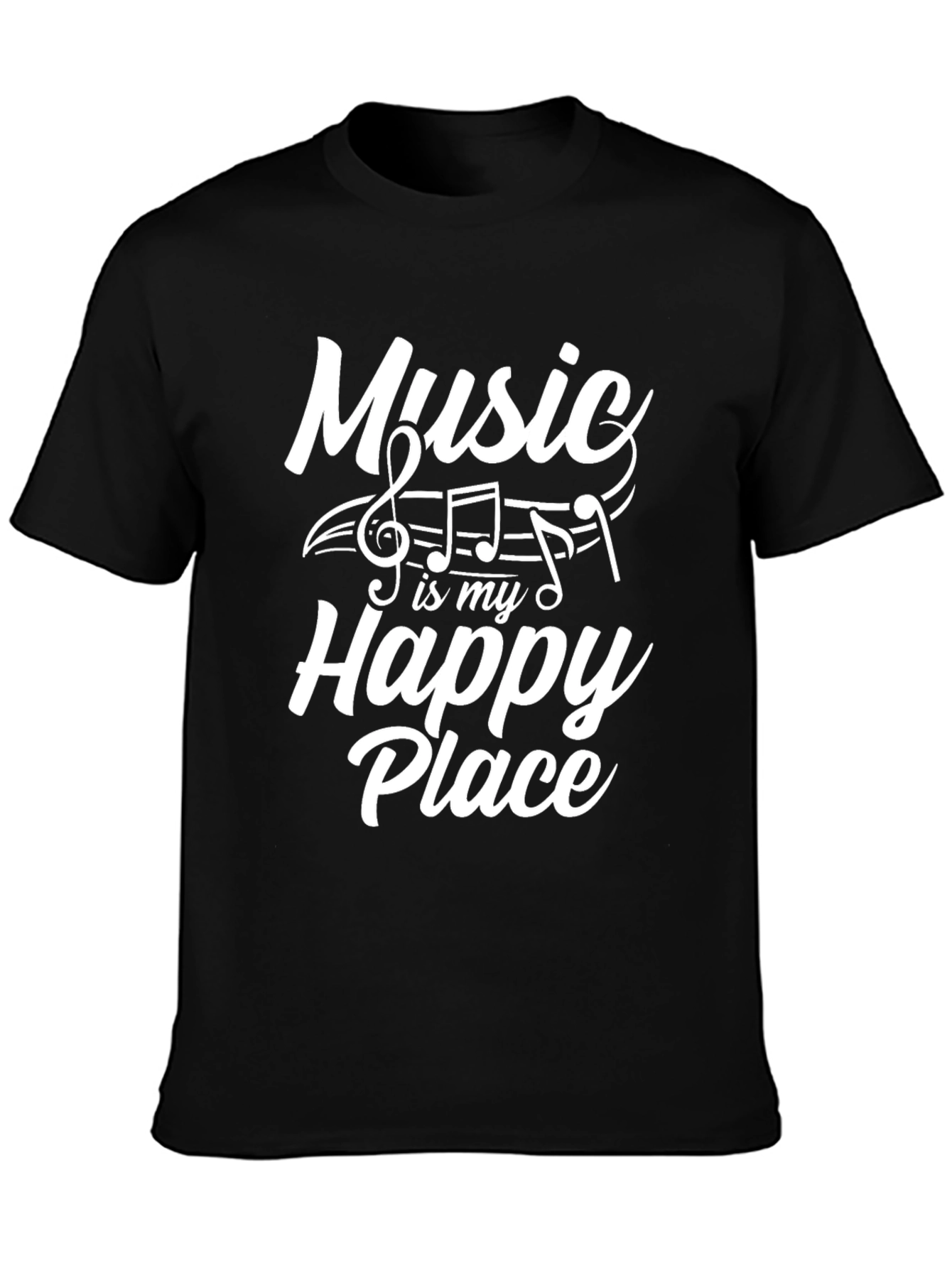 Music Is My Happy Place Black T-Shirt