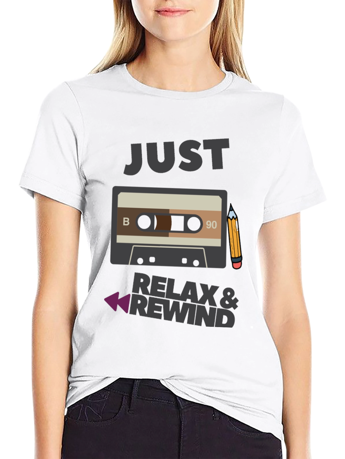 Just Relax & Rewind Cassette Tape Graphic Tee