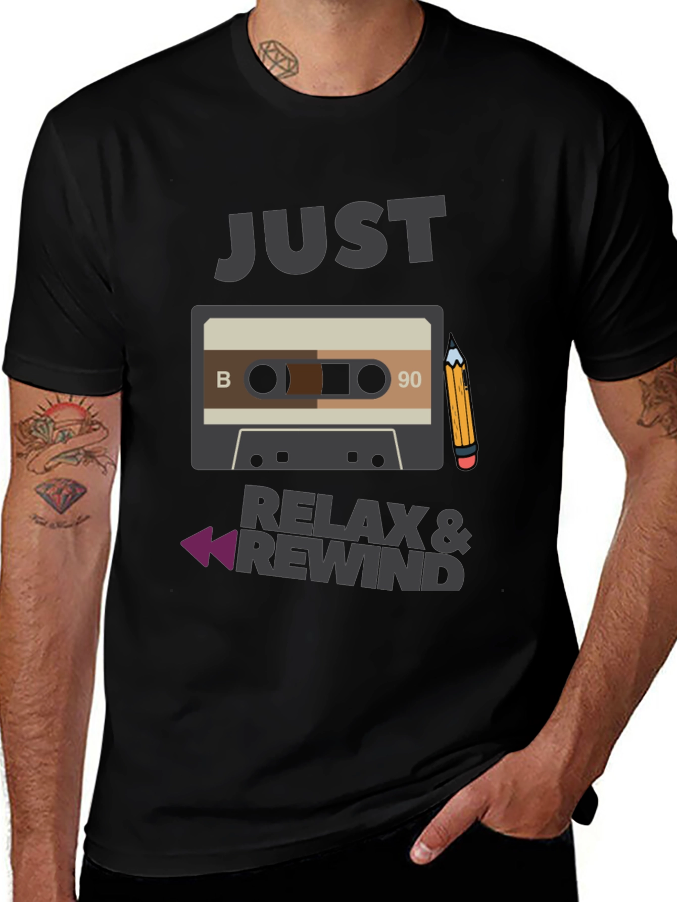 Just Relax & Rewind Cassette Tape Graphic Tee
