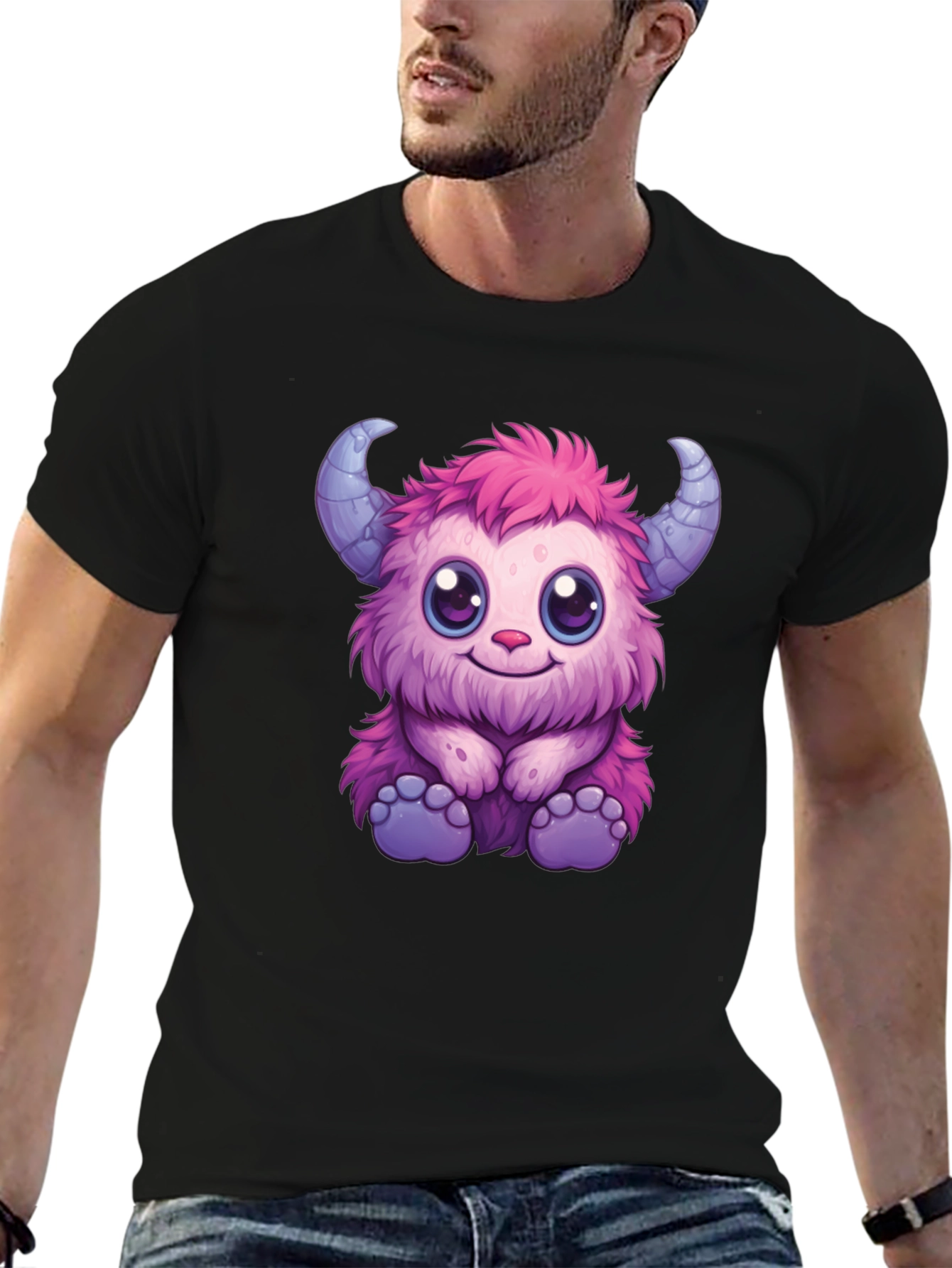 Cute Monster Graphic Tee - Black