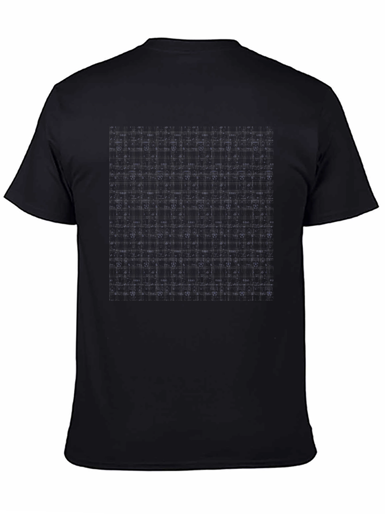 Modern Grid Pattern Black T-Shirt