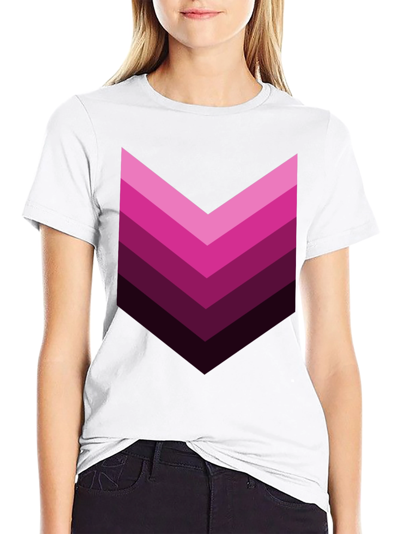 Retro Chevron Graphic Tee - Gradient Pink