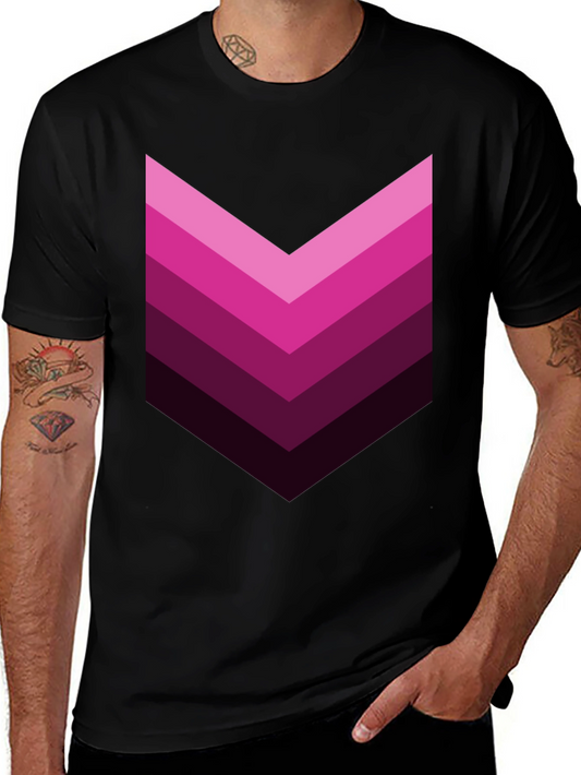 Retro Chevron Graphic Tee - Gradient Pink