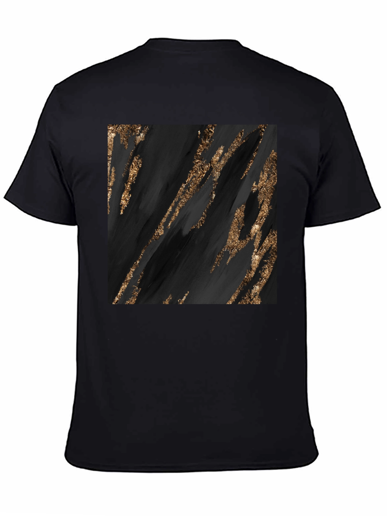 Abstract Gold Streak Graphic Black T-Shirt