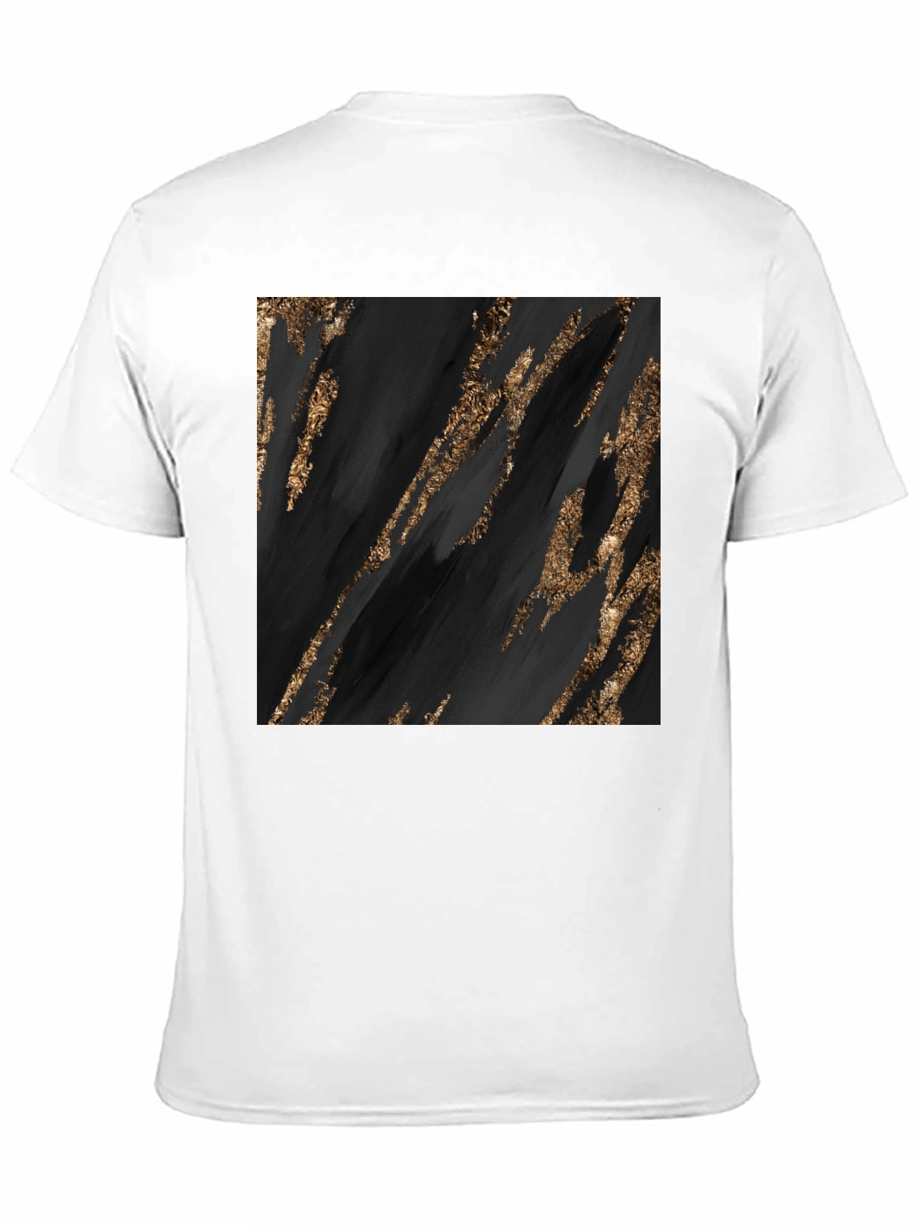 Abstract Gold Streak Graphic Black T-Shirt