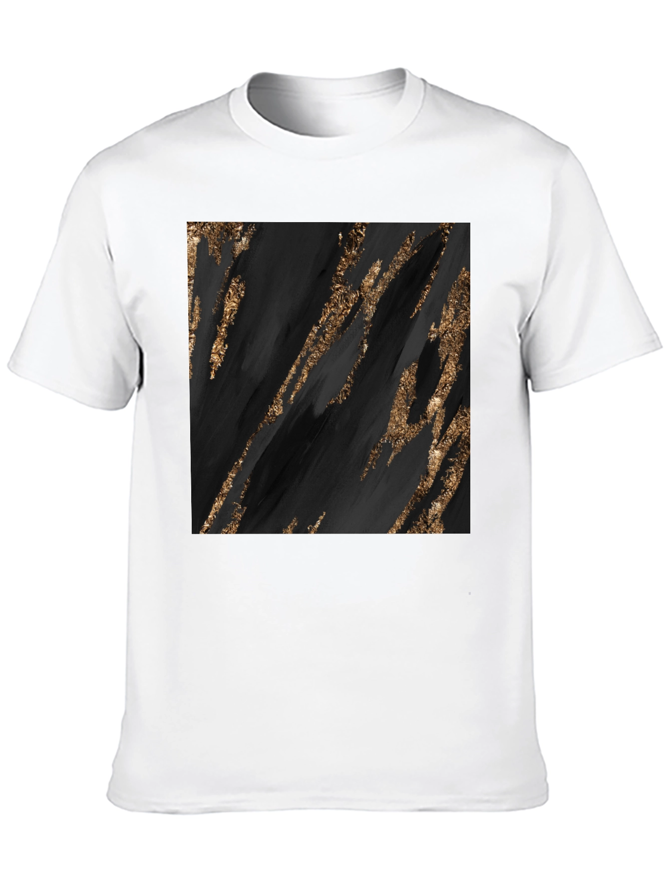 Abstract Gold Streak Graphic Black T-Shirt