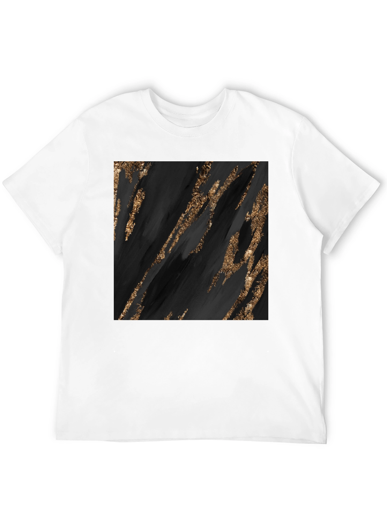 Abstract Gold Streak Graphic Black T-Shirt
