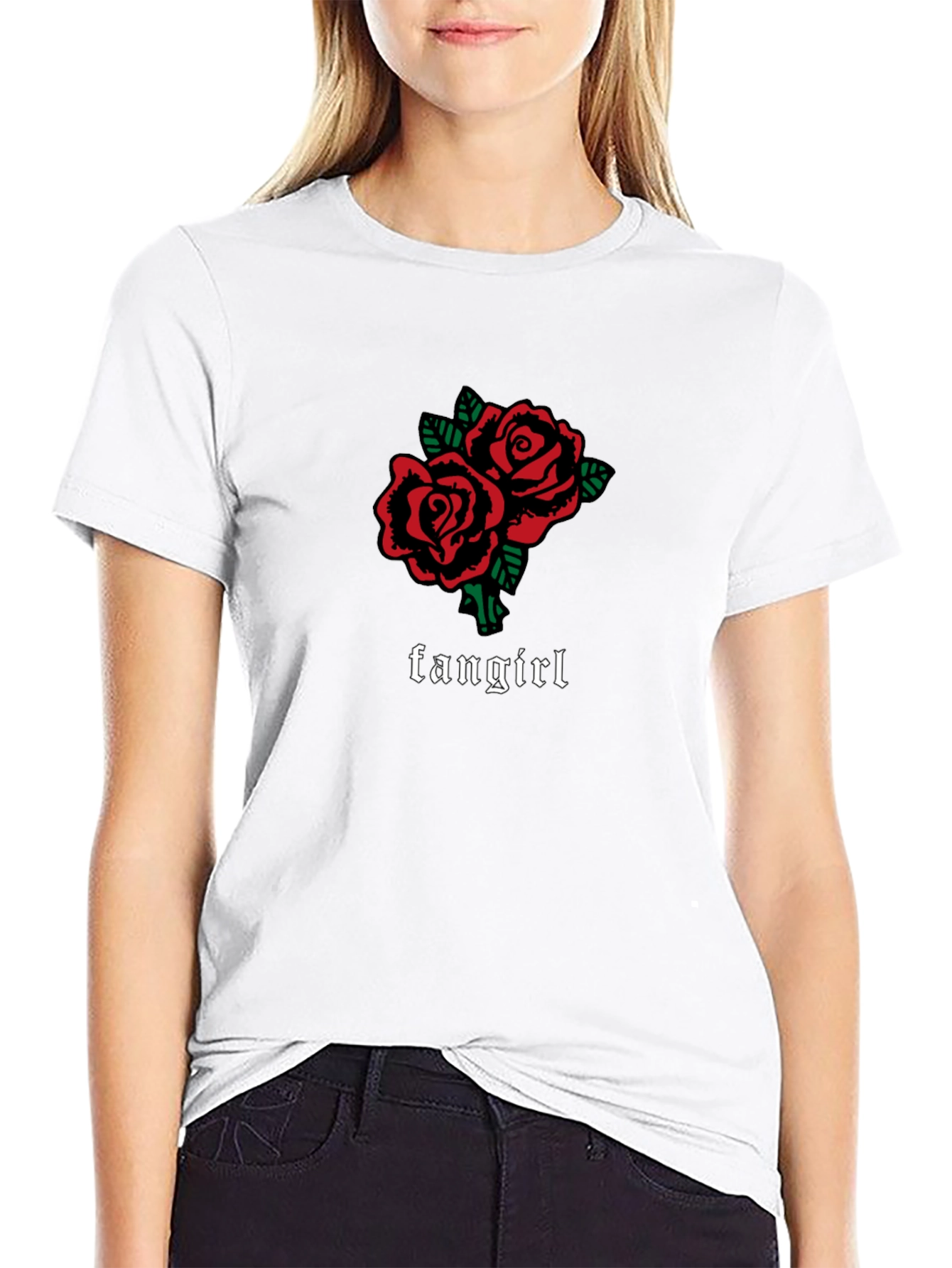 Fangirl Roses Graphic Tee - Black Unisex T-Shirt