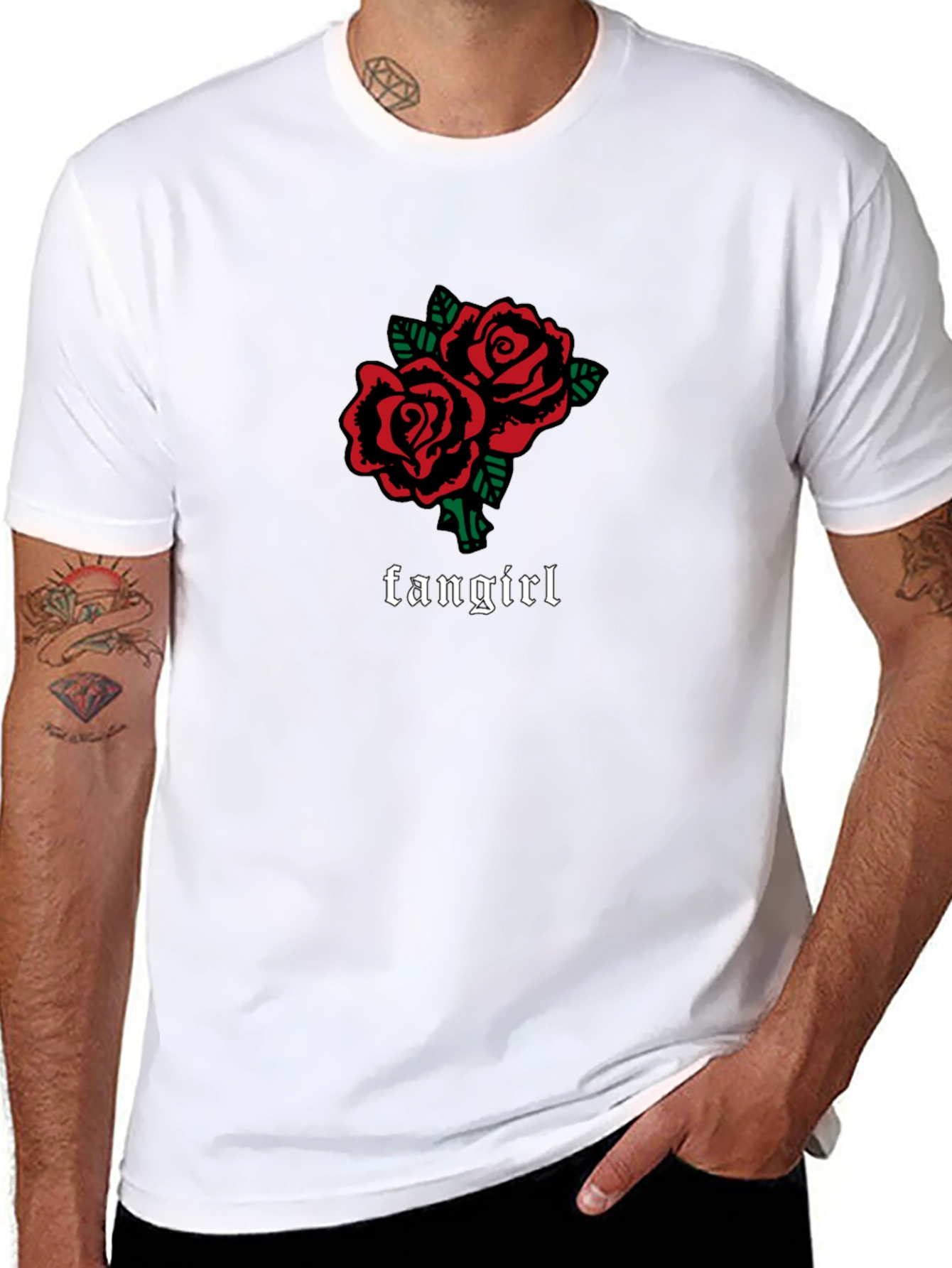 Fangirl Roses Graphic Tee - Black Unisex T-Shirt
