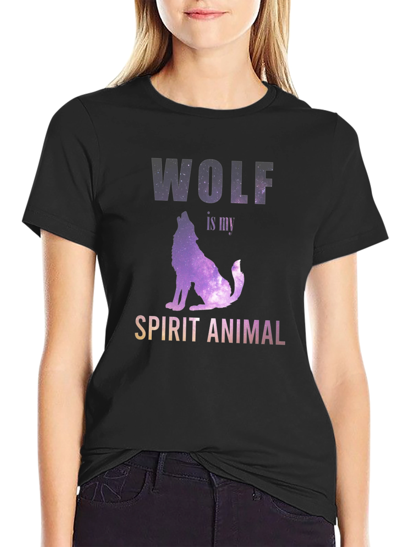 Wolf Spirit Animal T-Shirt - Galaxy Design