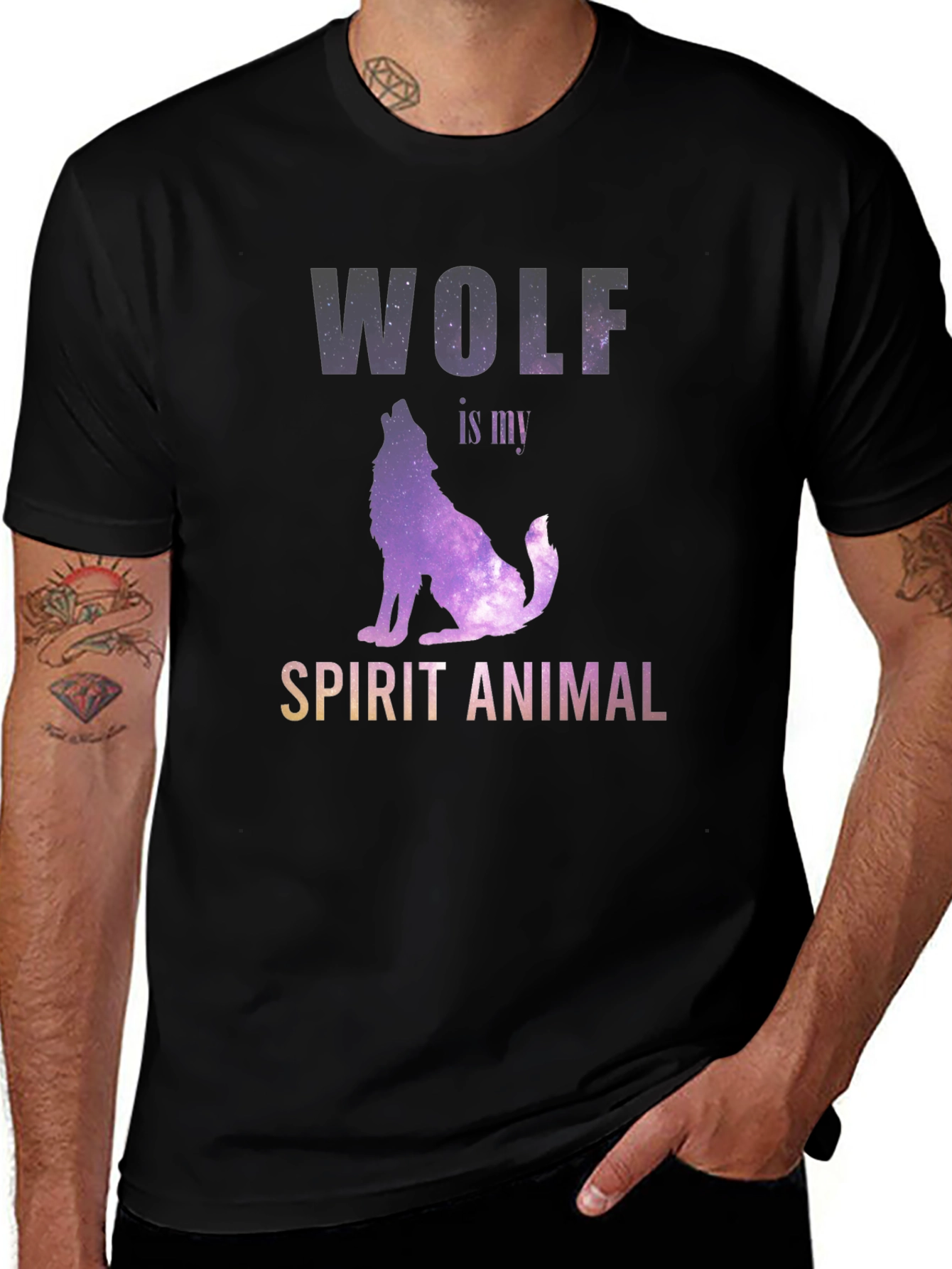 Wolf Spirit Animal T-Shirt - Galaxy Design