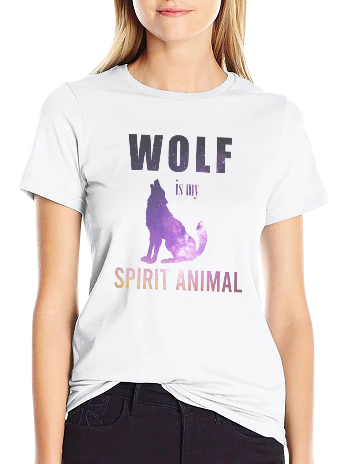 Wolf Spirit Animal T-Shirt - Galaxy Design