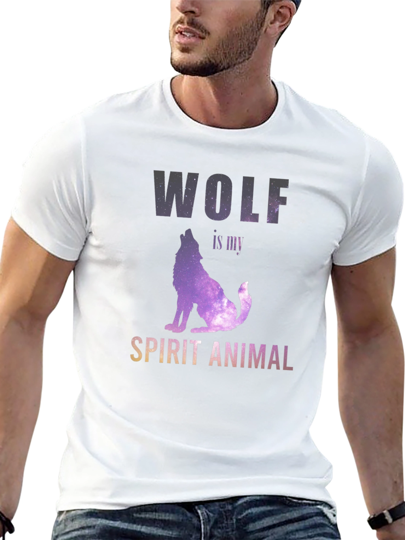 Wolf Spirit Animal T-Shirt - Galaxy Design