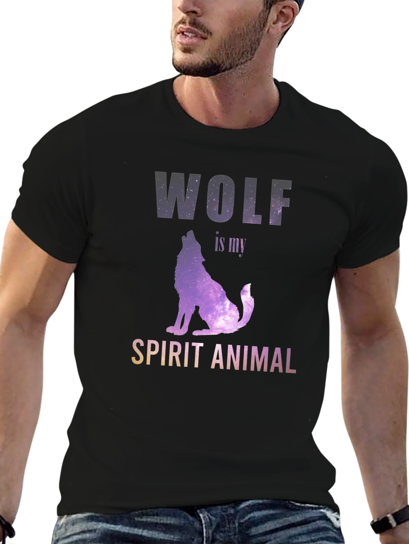 Wolf Spirit Animal T-Shirt - Galaxy Design