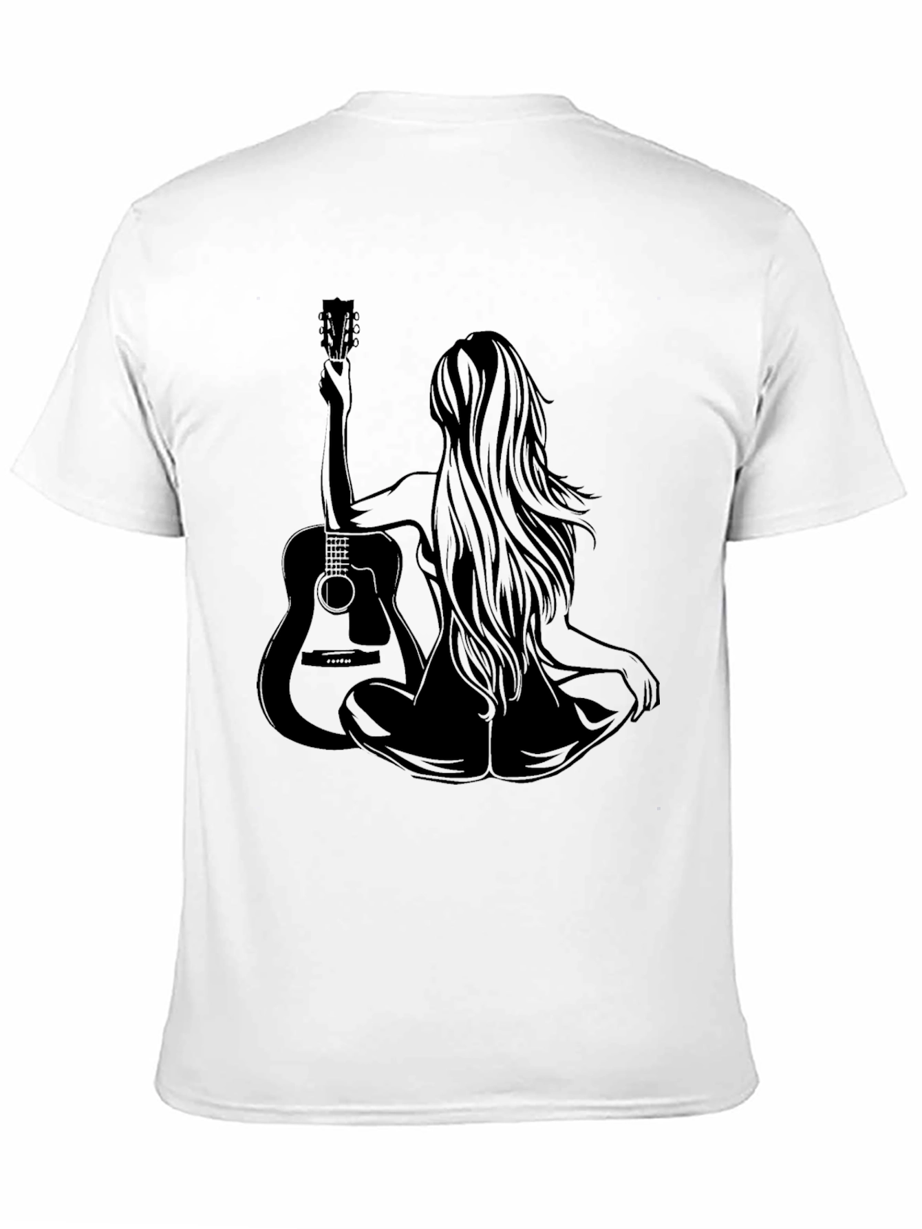 Woman & Guitar Graphic Print Black T-Shirt