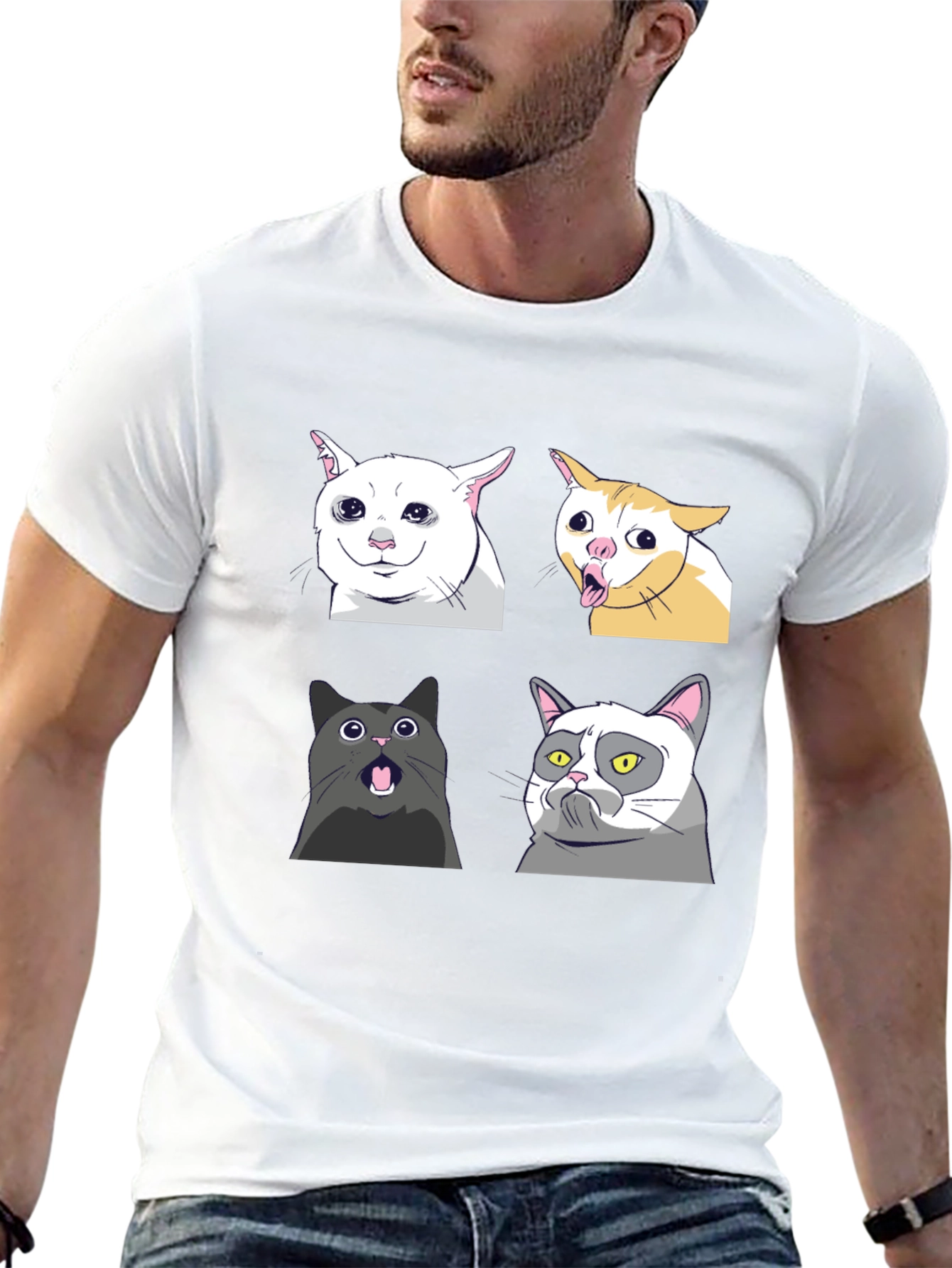 Meme Cats Black T-Shirt - Funny Graphic Tee