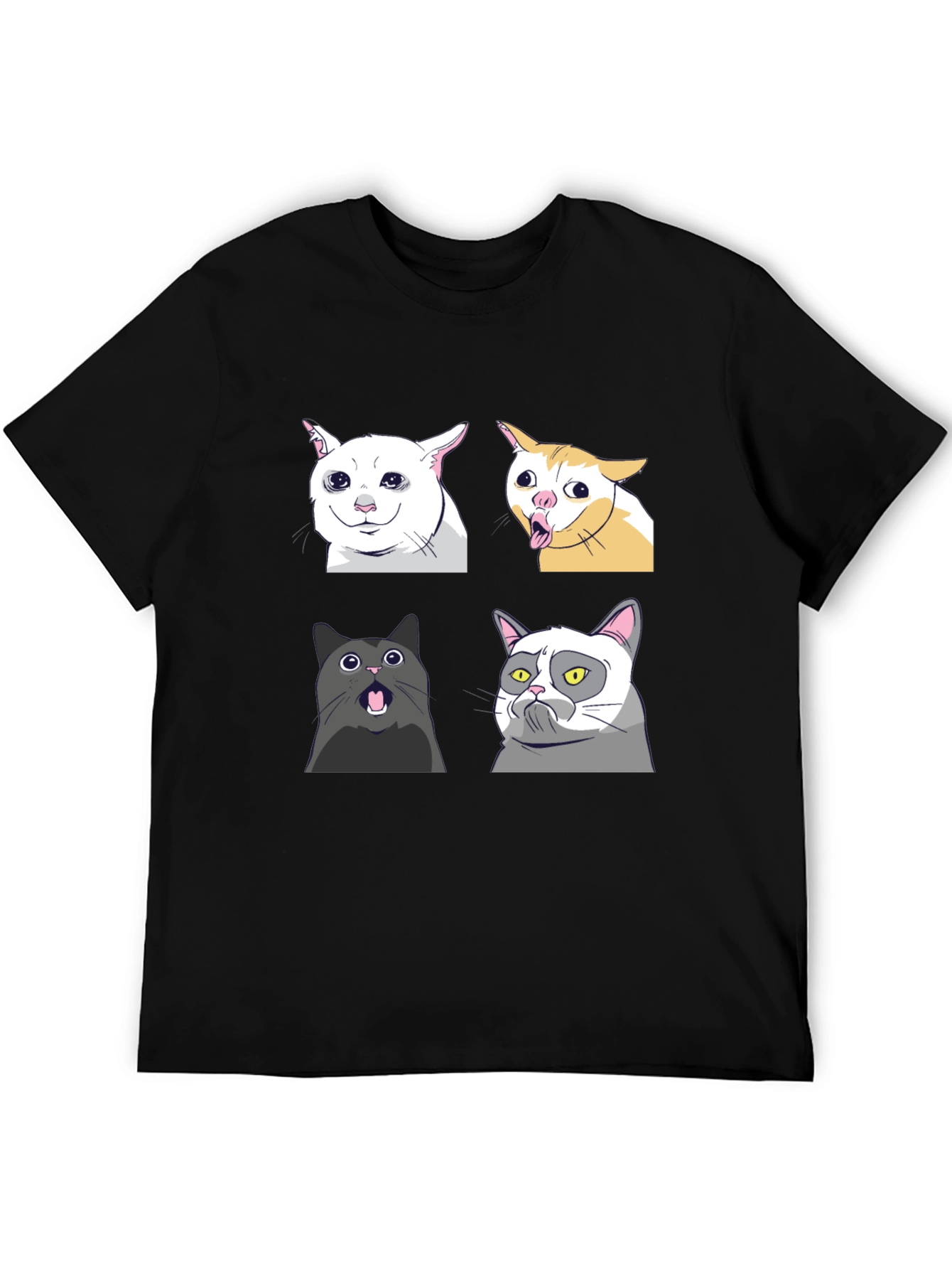 Meme Cats Black T-Shirt - Funny Graphic Tee